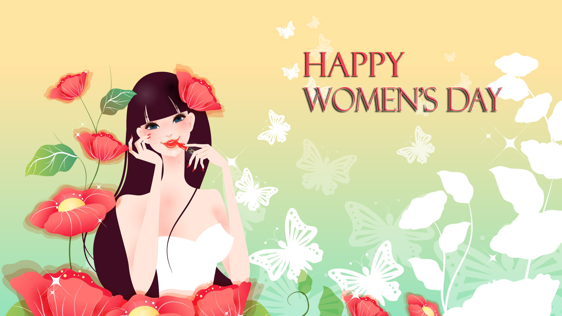 holiday, women's day, butterfly, flower, happy women's day, statement