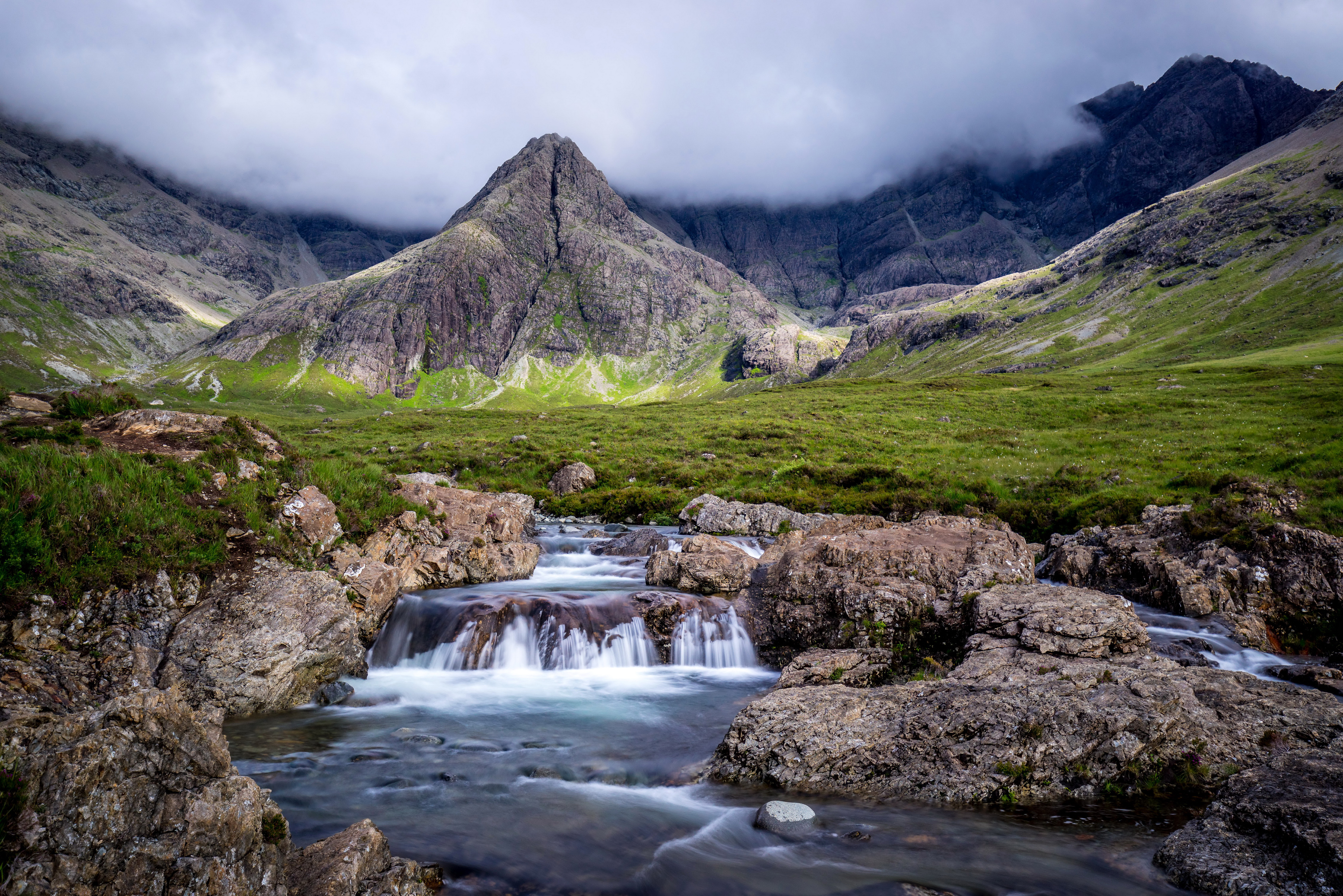 Download mobile wallpaper Nature, Mountain, Earth, Stream, Cloud for free.