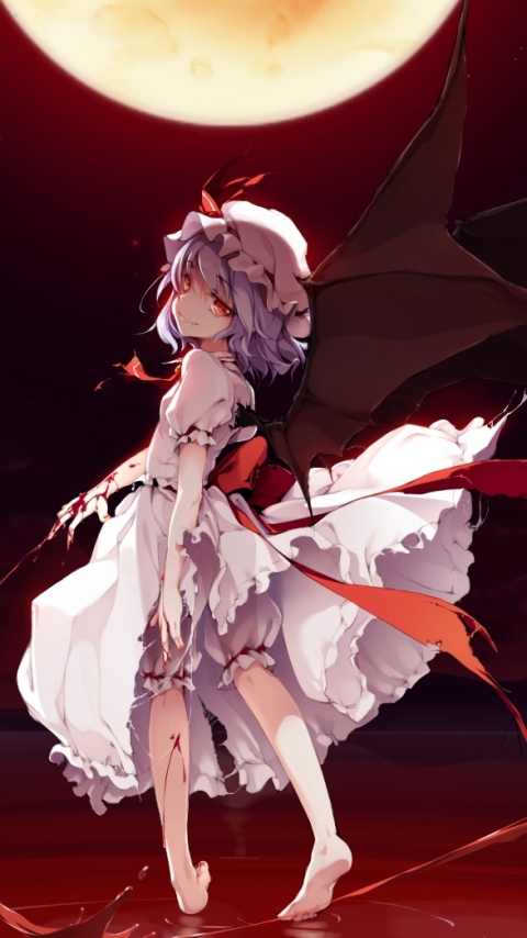 Download mobile wallpaper Anime, Blood, Wings, Red Eyes, Remilia Scarlet, Touhou for free.