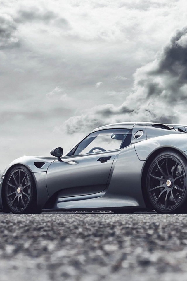 Download mobile wallpaper Porsche, Car, Cloud, Vehicles, Silver Car, Porsche 918 Spyder for free.