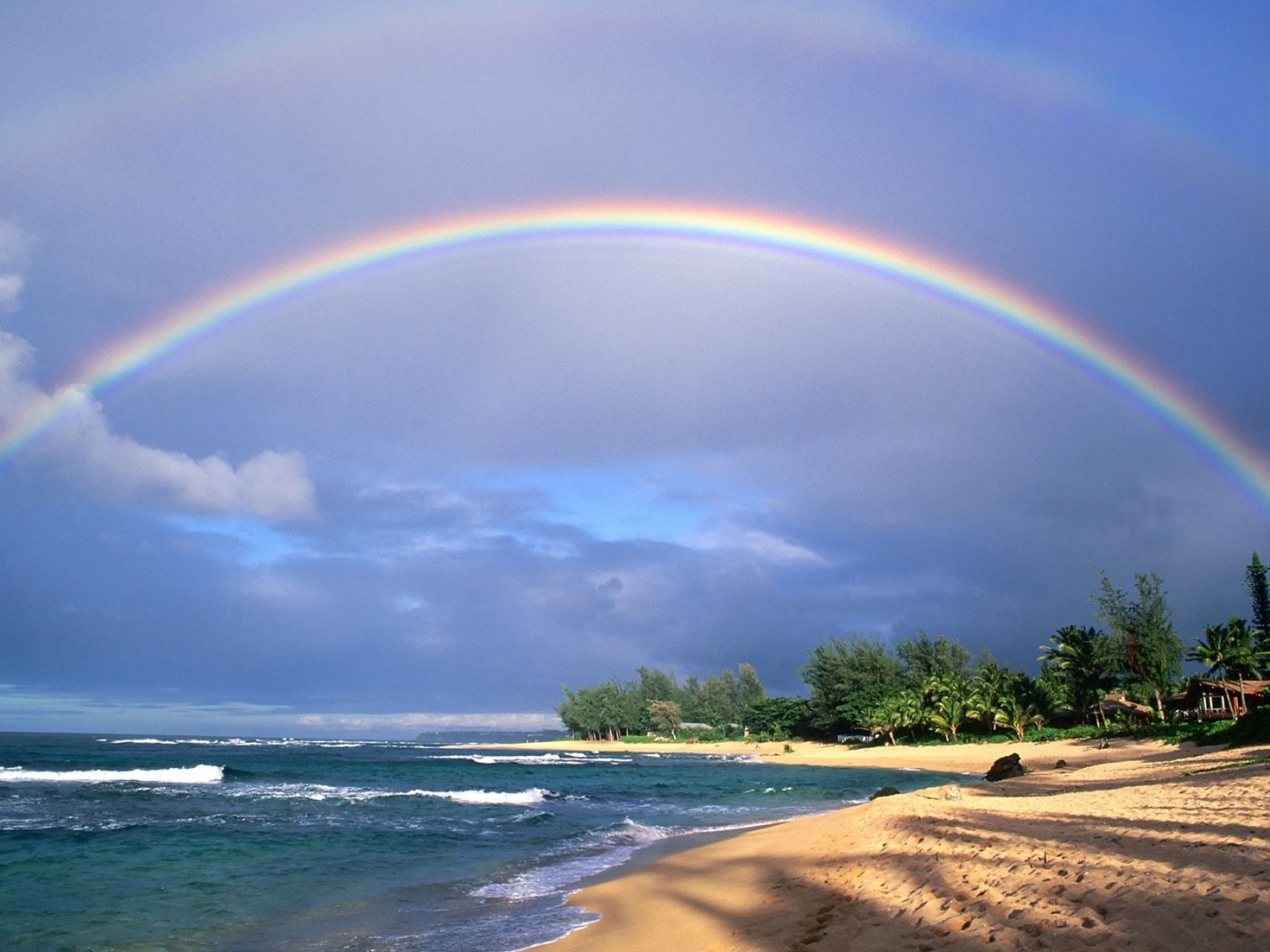 Download mobile wallpaper Landscape, Sea, Nature, Rainbow for free.