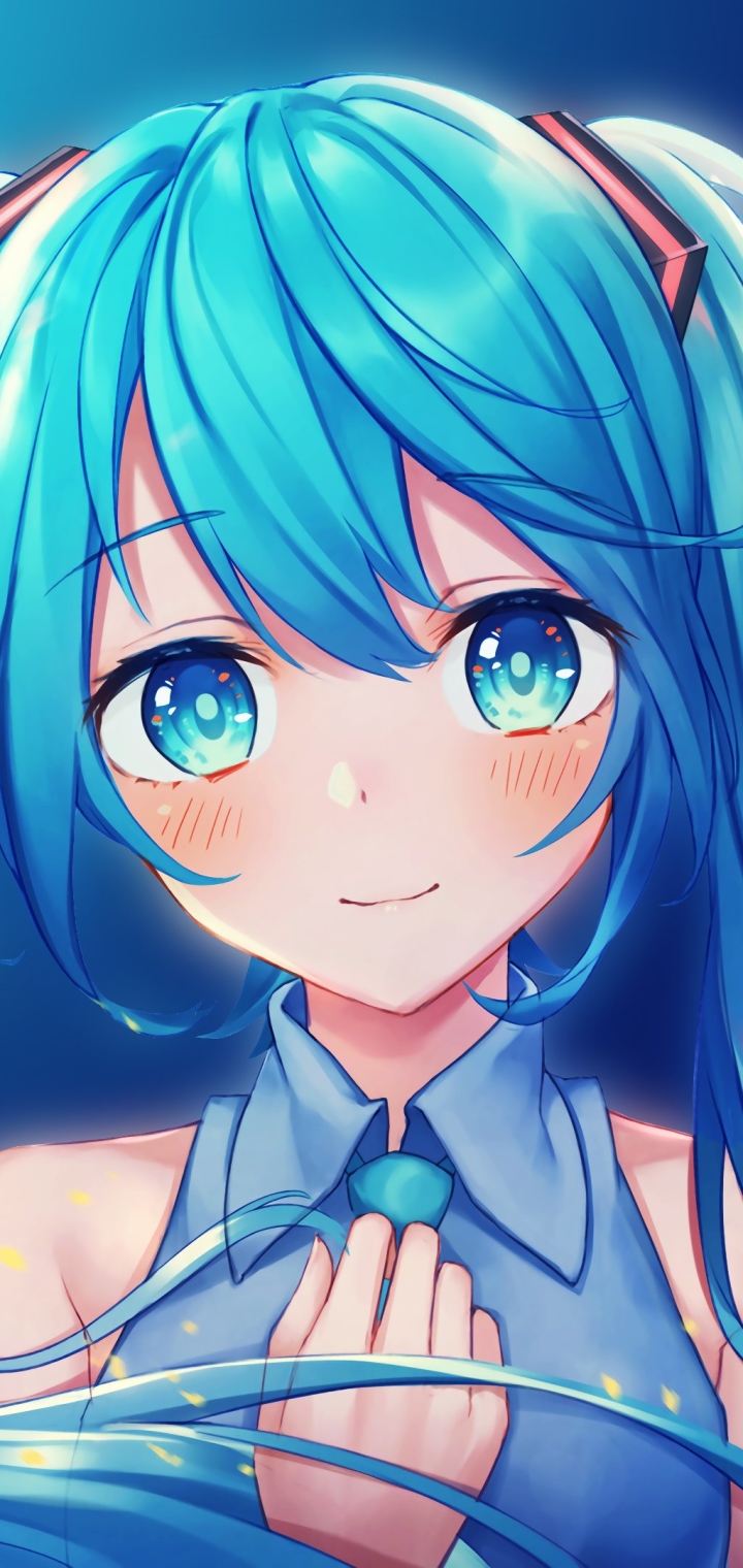 Téléchargez des papiers peints mobile Vocaloïde, Yeux Bleus, Animé, Cheveux Bleus, Hatsune Miku gratuitement.