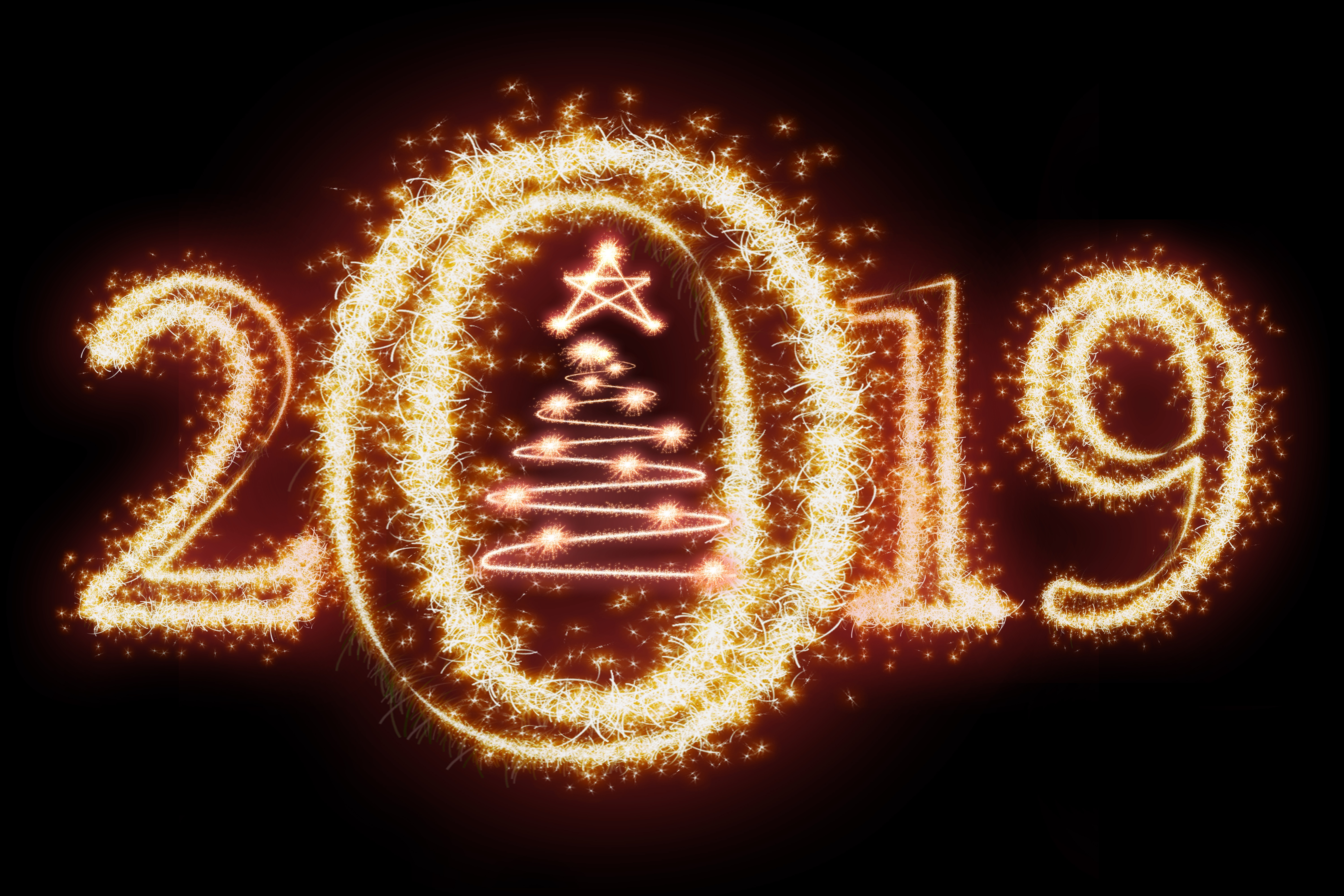 Download mobile wallpaper Holiday, Fireworks, Happy New Year, New Year 2019 for free.