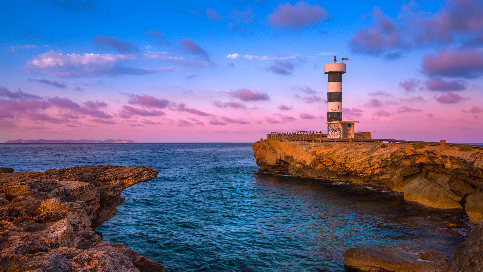 Laden Sie das Horizont, Ozean, Leuchtturm, Himmel, Menschengemacht-Bild kostenlos auf Ihren PC-Desktop herunter