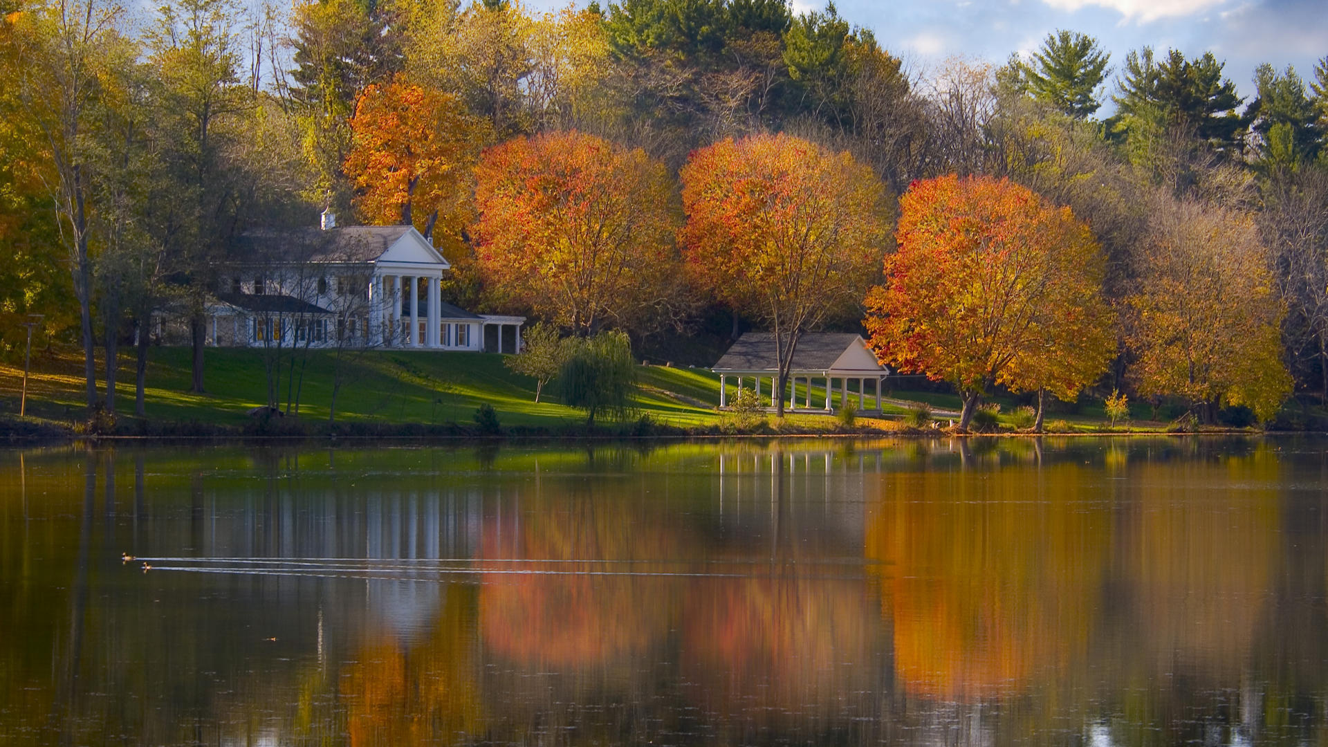 Free download wallpaper Landscape, Houses, Autumn on your PC desktop