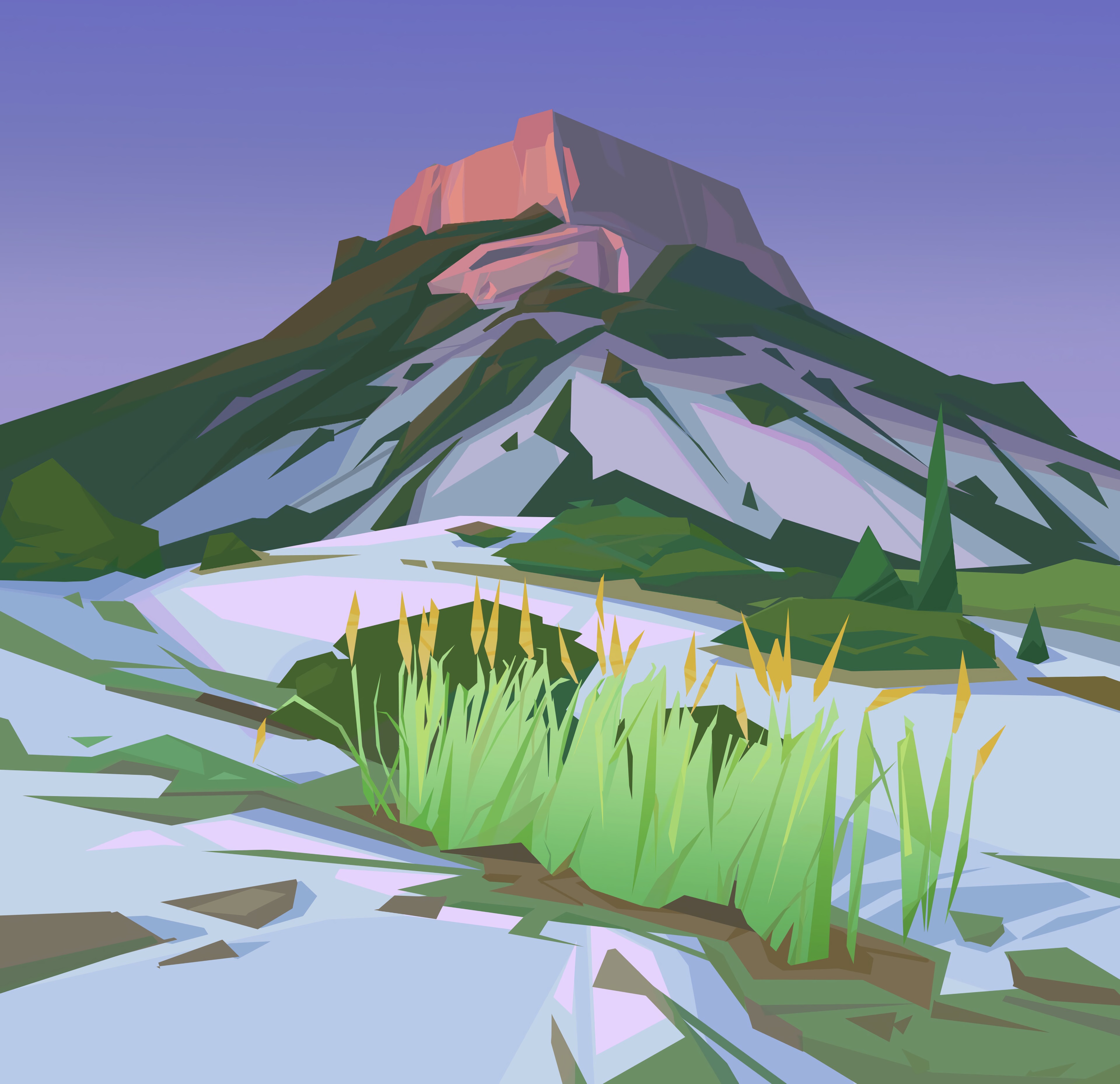 Free download wallpaper Mountain, Art, Landscape, Vector on your PC desktop