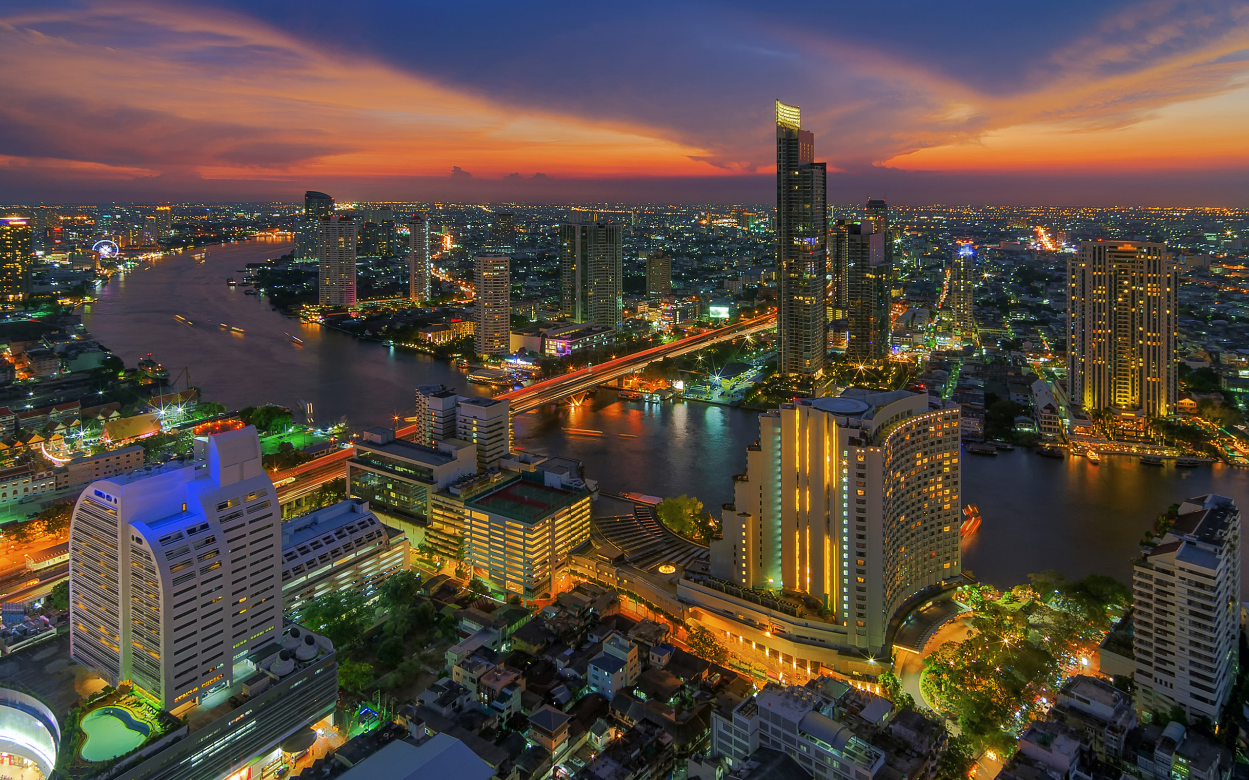 Download mobile wallpaper Cities, Night, City, Light, Bangkok, Man Made for free.