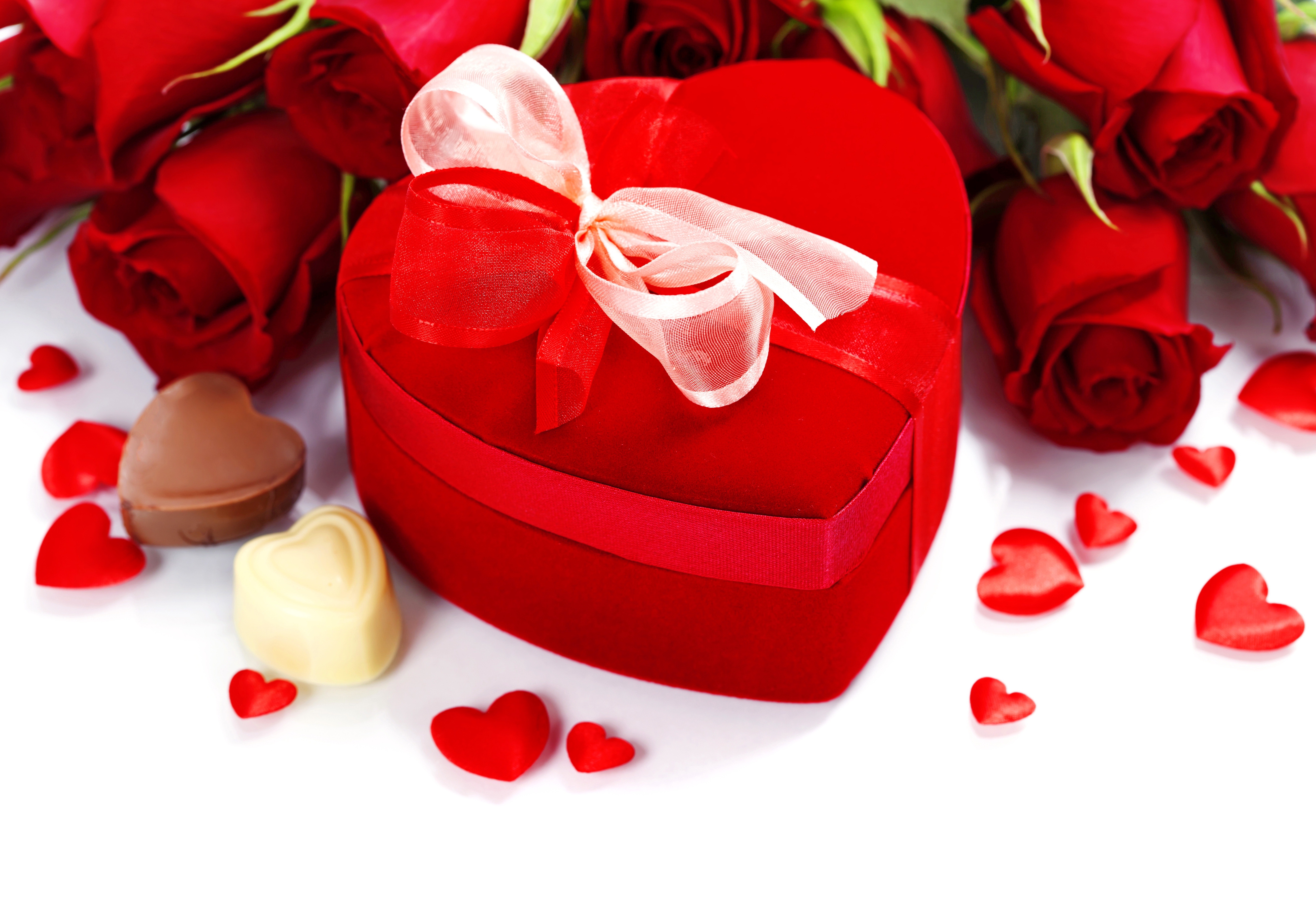 Download mobile wallpaper Valentine's Day, Chocolate, Rose, Holiday, Gift, Ribbon, Heart Shaped for free.