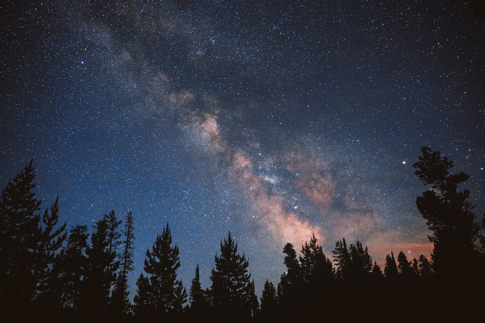 Laden Sie das Natur, Sterne, Silhouette, Milchstraße, Nacht, Himmel, Erde/natur, Sternenklarer Himmel-Bild kostenlos auf Ihren PC-Desktop herunter
