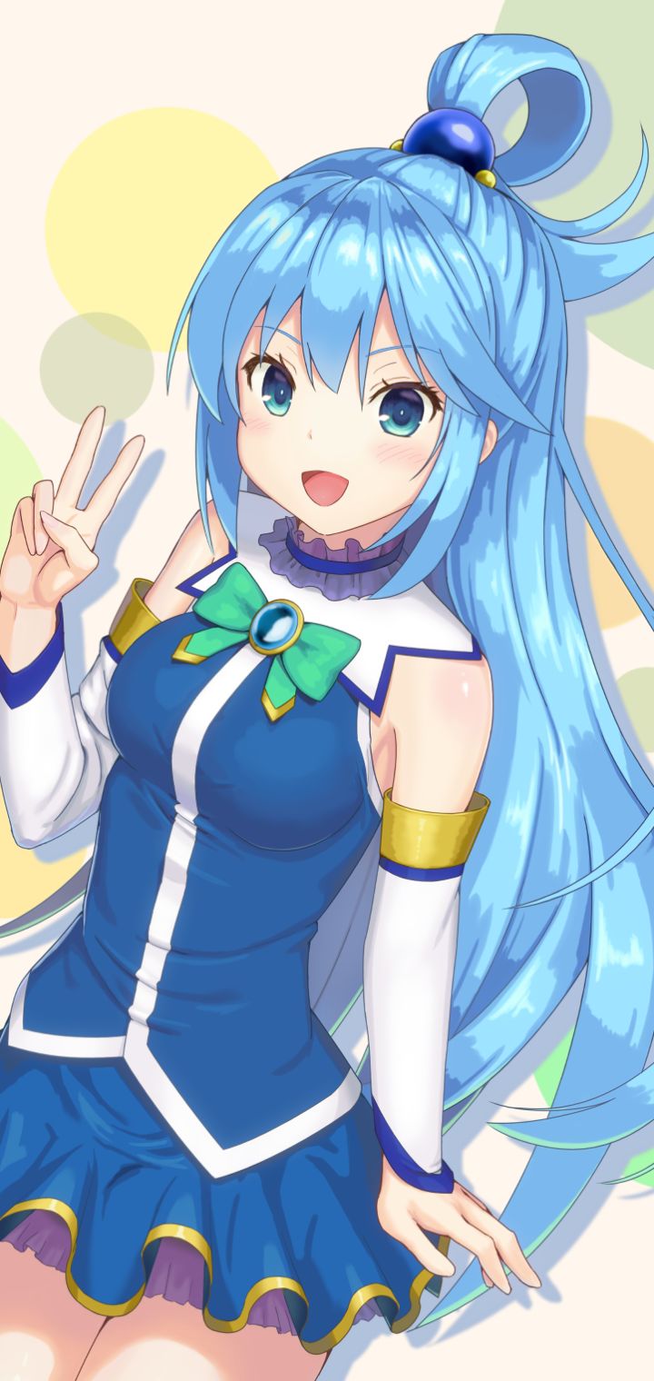 Handy-Wallpaper Blaue Augen, Blaue Haare, Animes, Lange Haare, Konosuba: God's Blessing On This Wonderful World!, Aqua (Konosuba) kostenlos herunterladen.