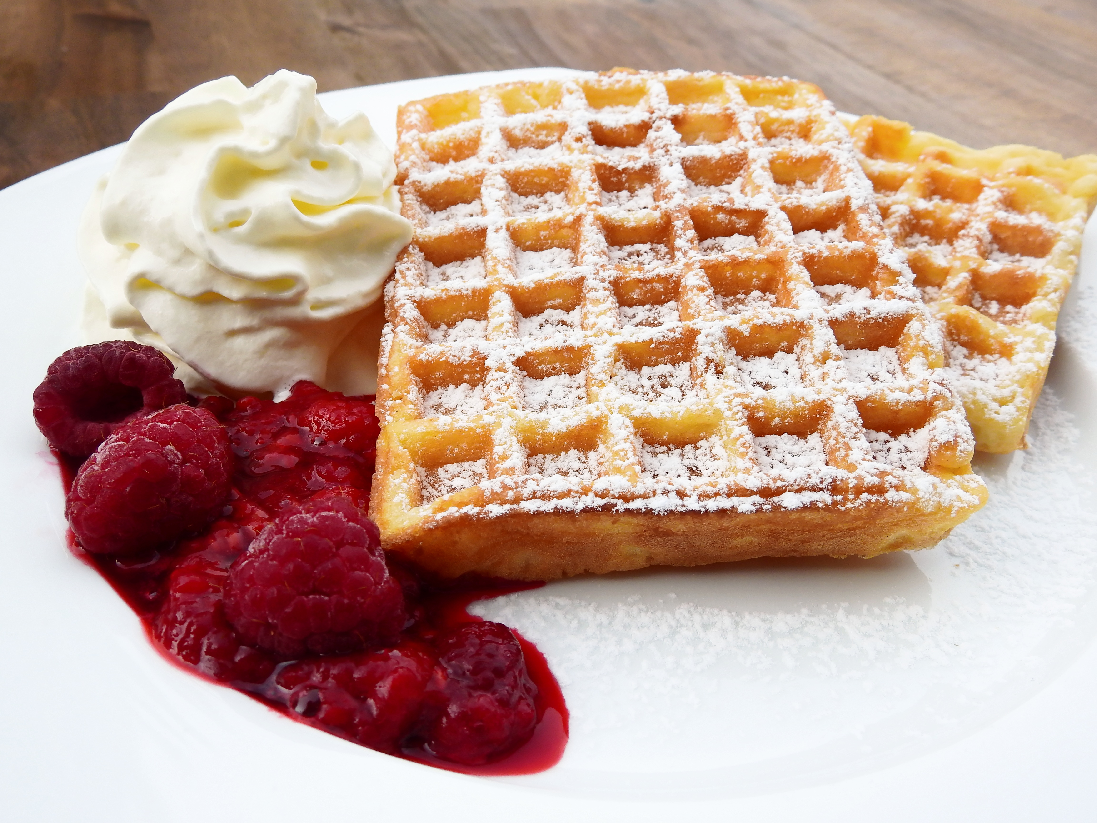 Download mobile wallpaper Food, Raspberry, Waffle, Breakfast for free.