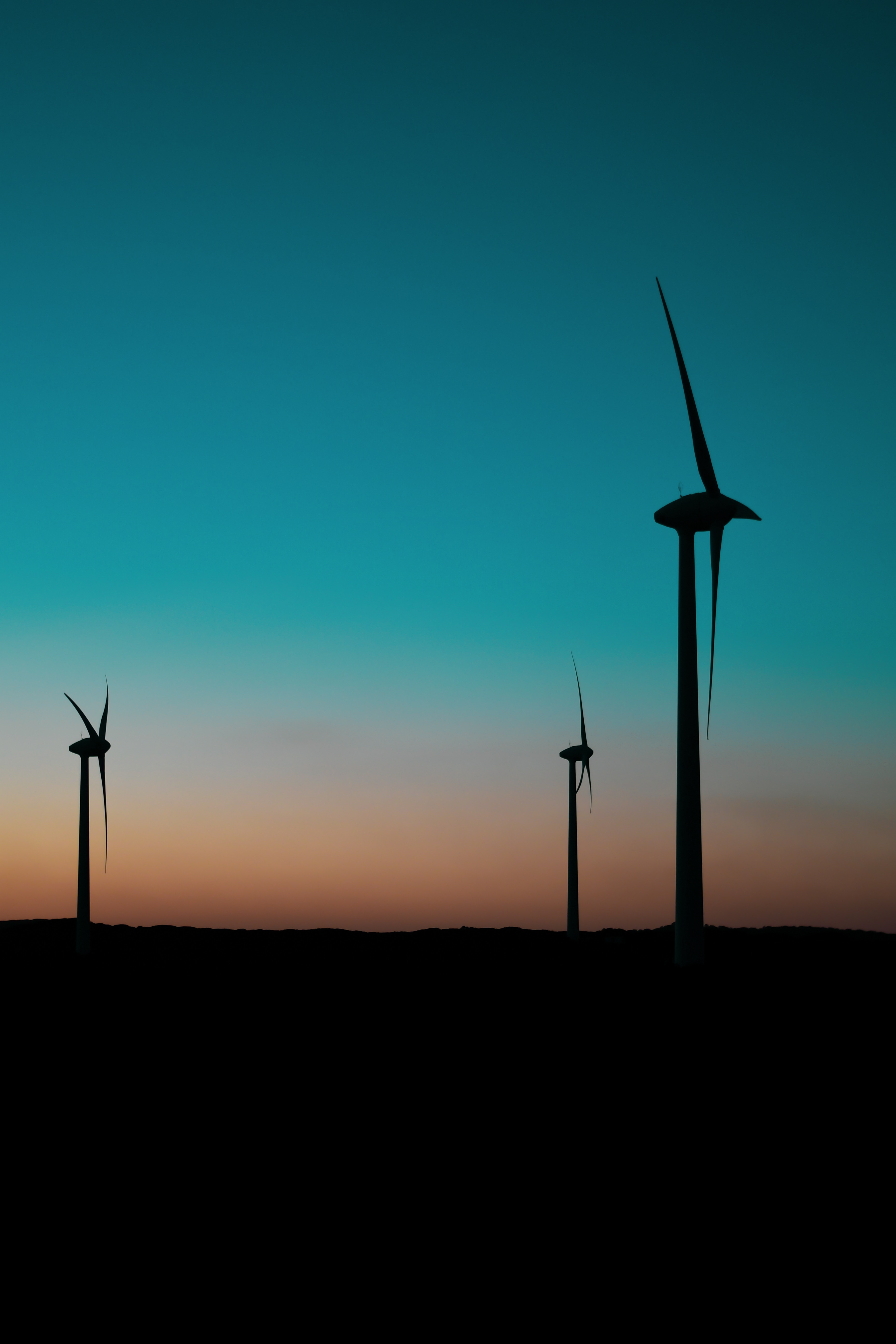 twilight, dark, dusk, pillars, posts, wind power plant, turbines, turbine, blades