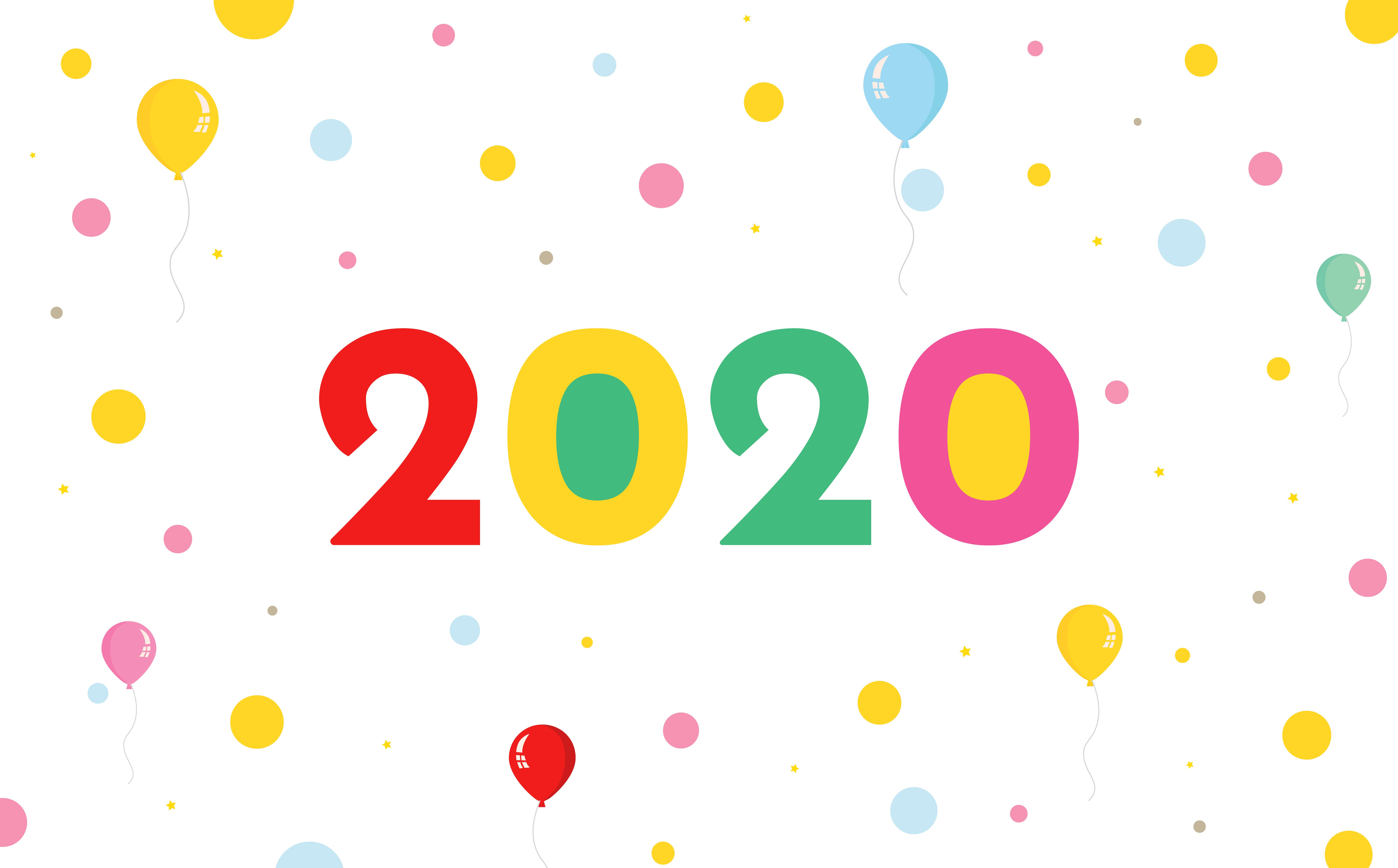 Handy-Wallpaper Feiertage, Ballon, Neujahr 2020 kostenlos herunterladen.