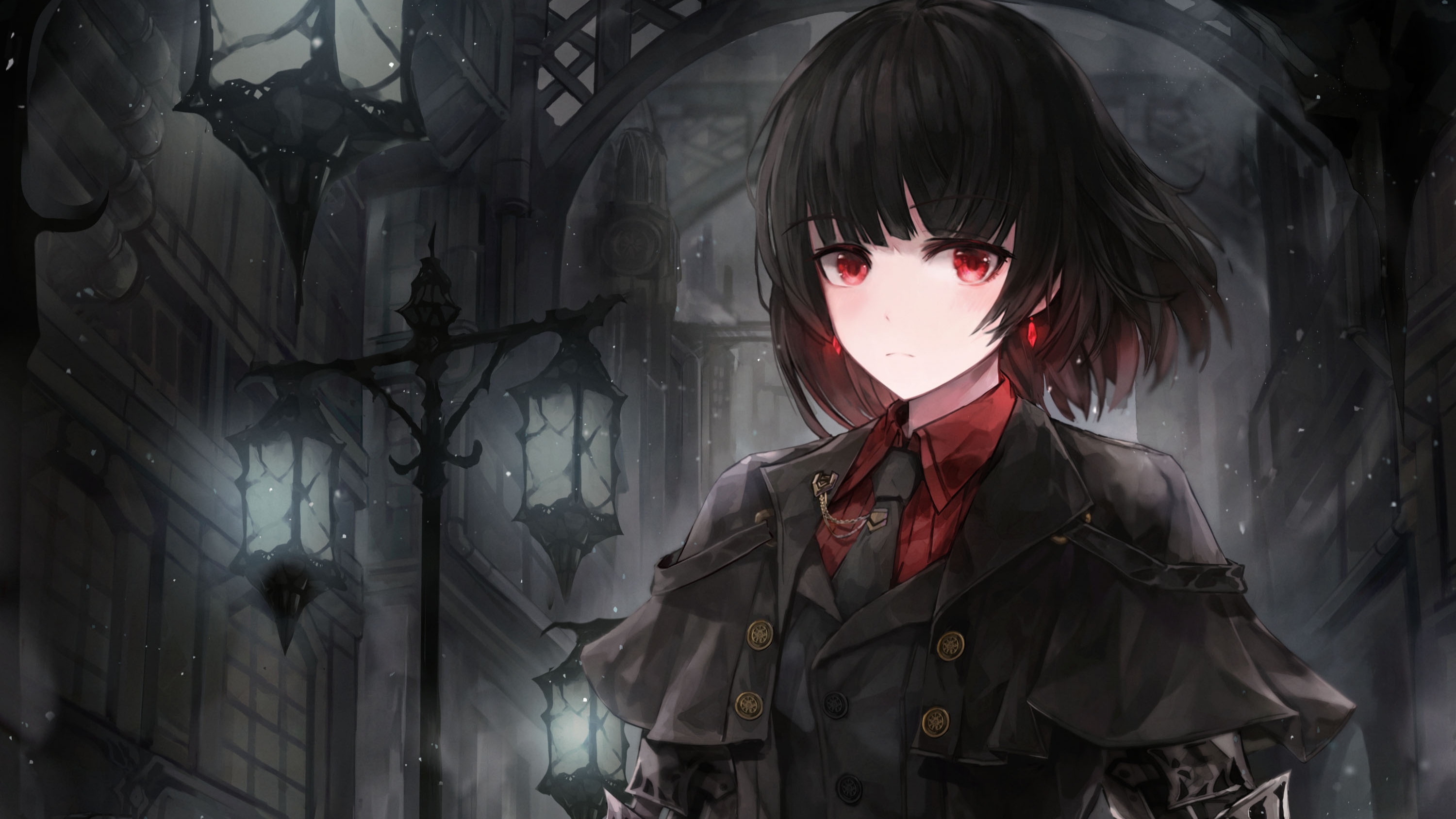 Free download wallpaper Anime, Original, Red Eyes, Black Hair on your PC desktop