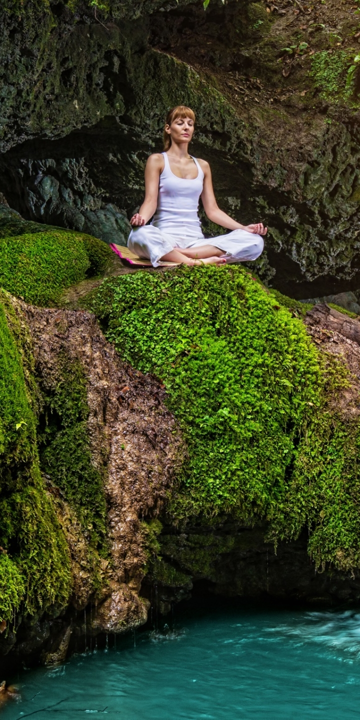 Download mobile wallpaper Moss, Women, Yoga for free.