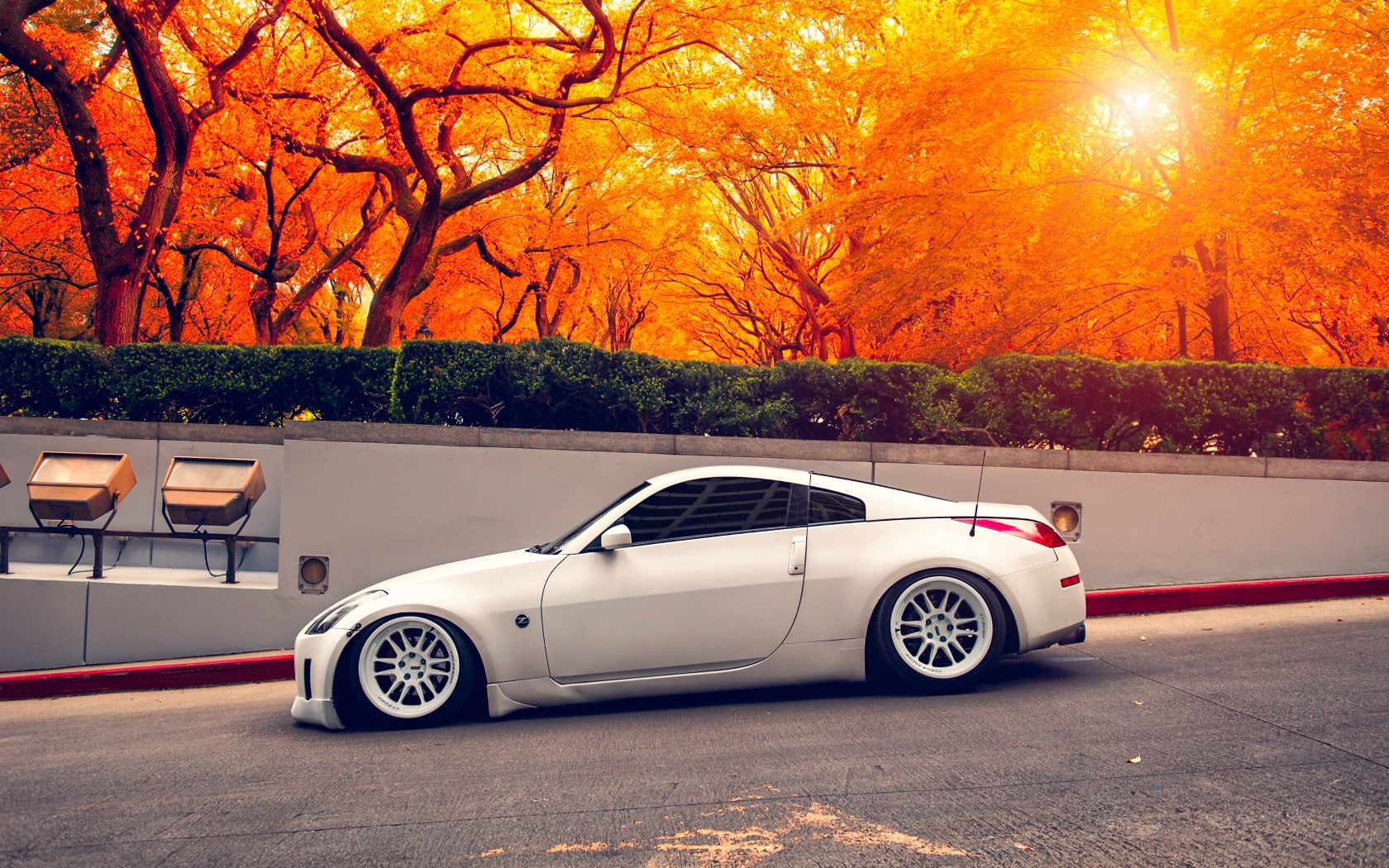 sports, autumn, nissan, cars, sports car, side view, stance, 350z 1080p