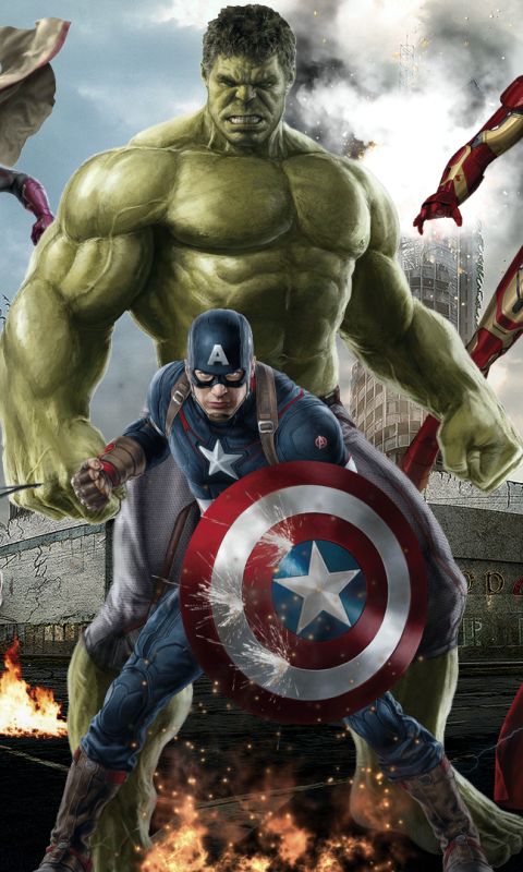 Download mobile wallpaper Hulk, Captain America, Avengers, Chris Evans, Poster, Movie, The Avengers, Avengers: Age Of Ultron for free.