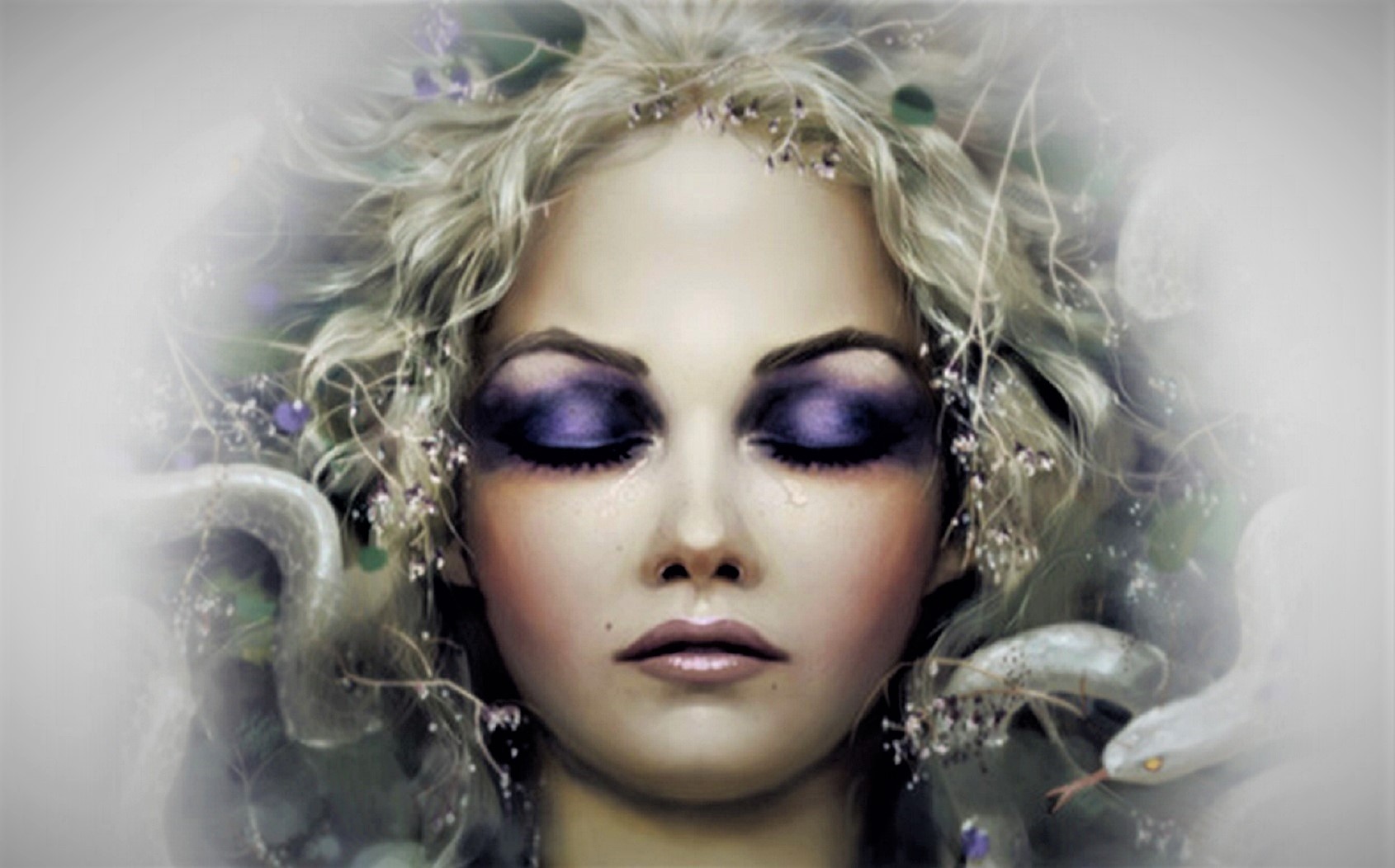 Download mobile wallpaper Fantasy, Snake, Blonde, Face, Medusa for free.