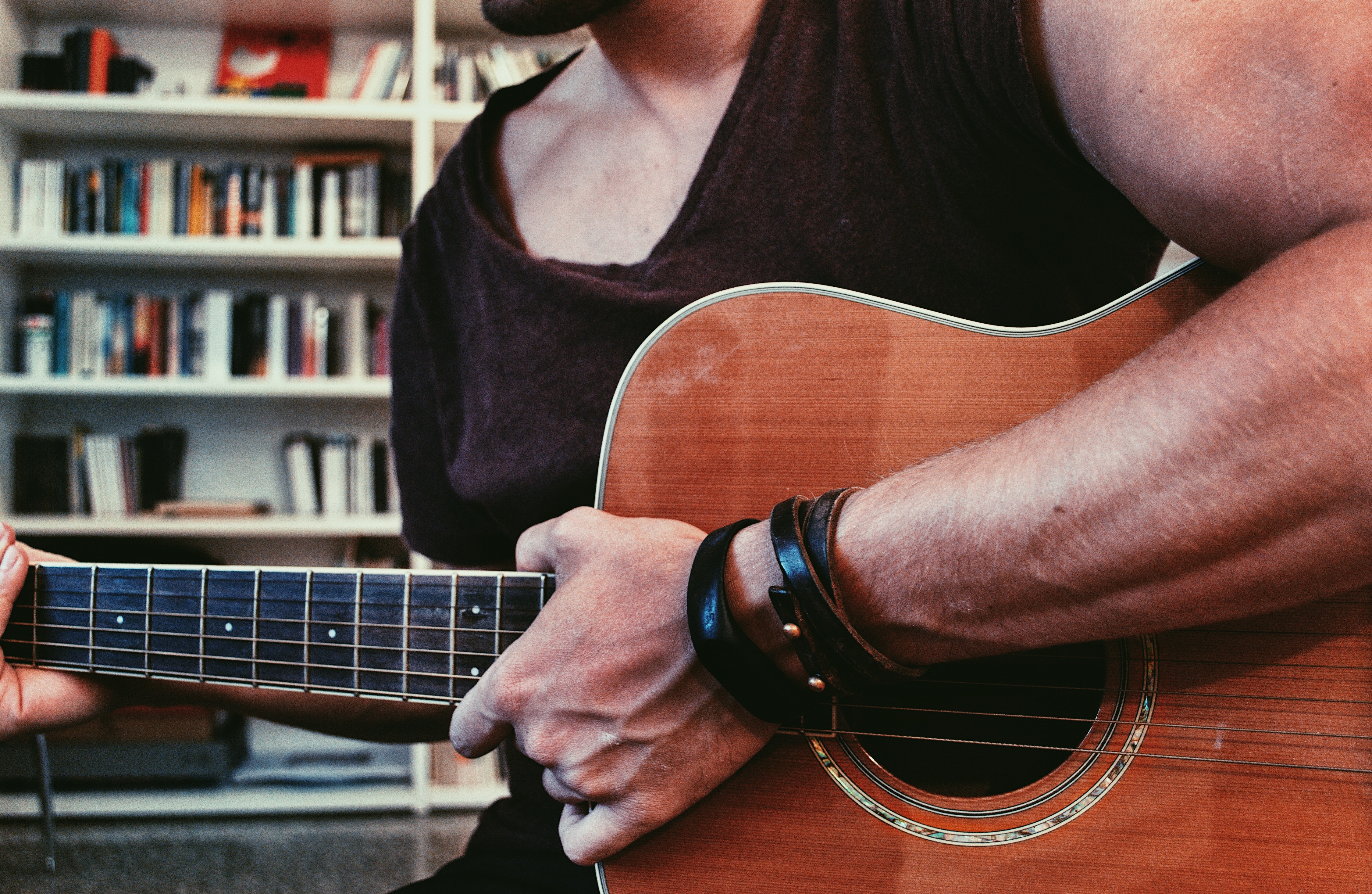guitar, music, hand, musical instrument