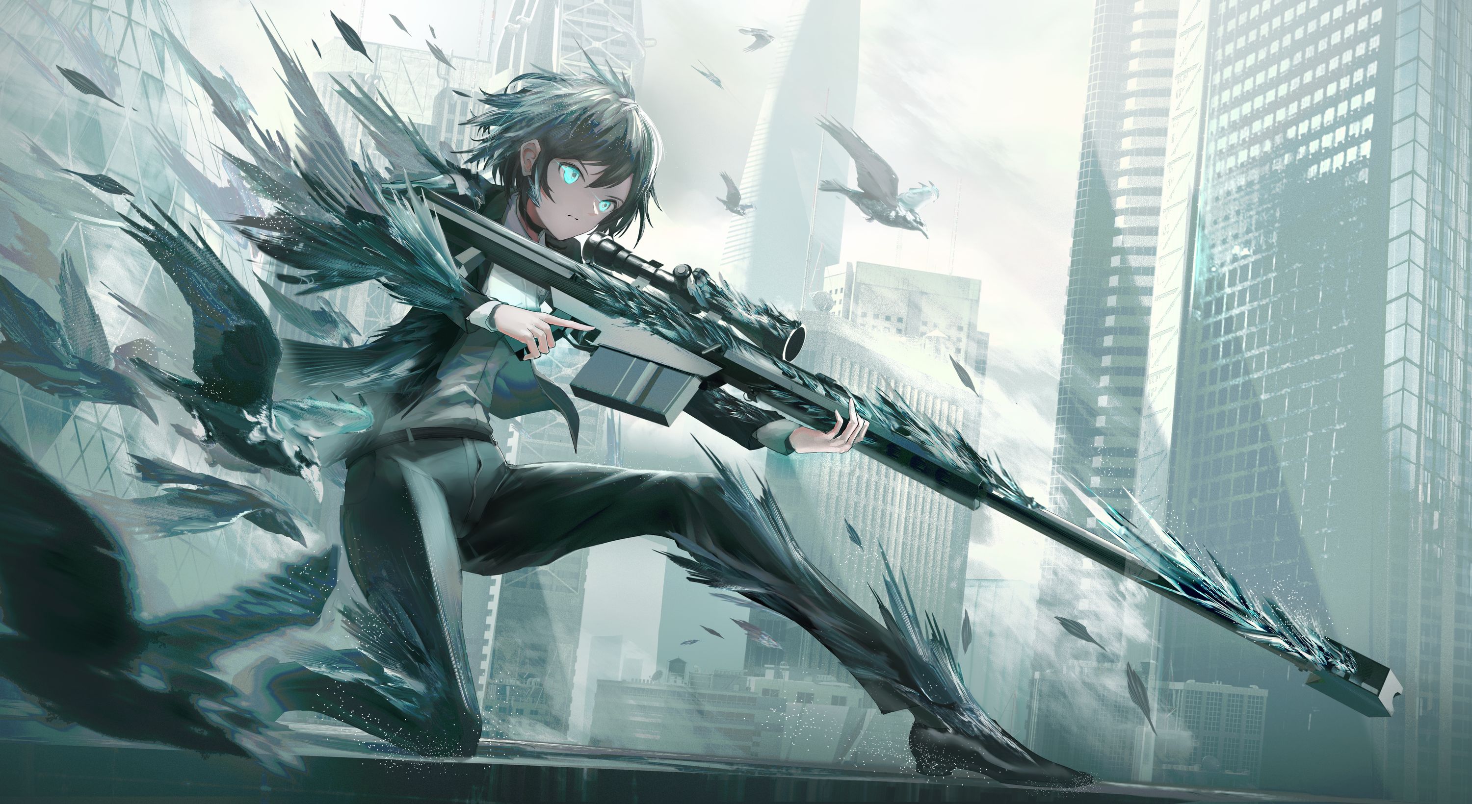 Download mobile wallpaper Anime, Girl, Sniper Rifle for free.