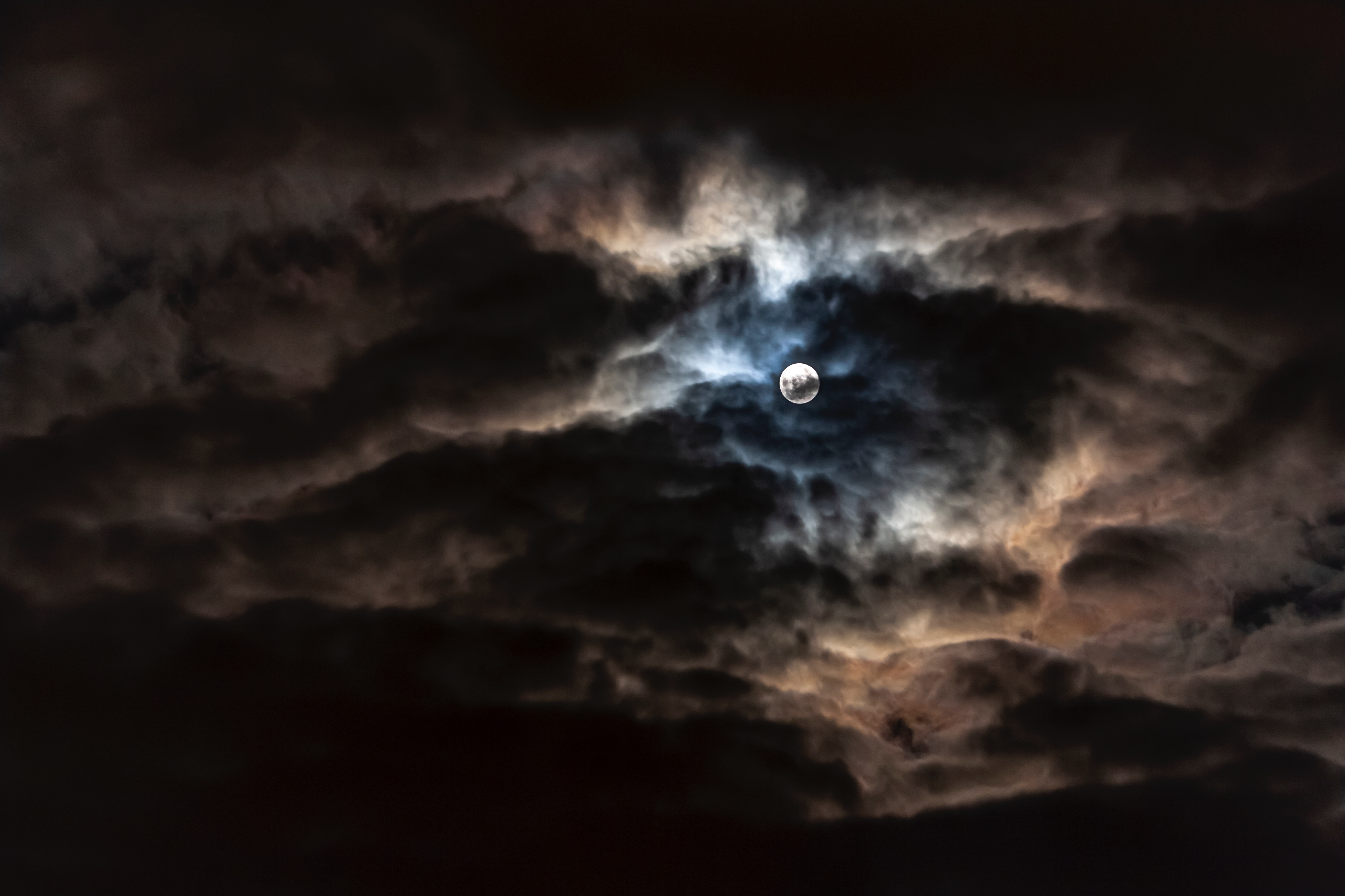 moon, full moon, dark, night, clouds, mainly cloudy, overcast