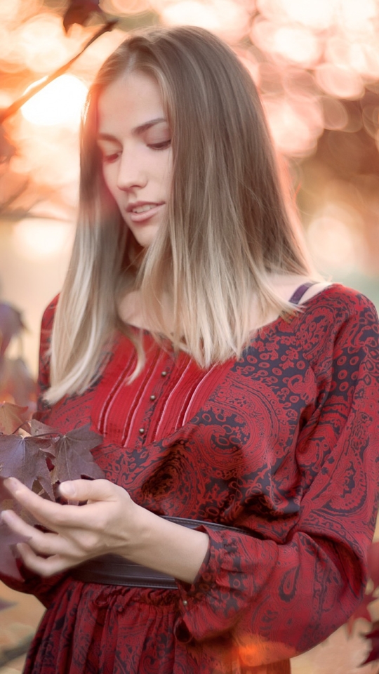Download mobile wallpaper Mood, Blonde, Model, Women, Red Dress for free.