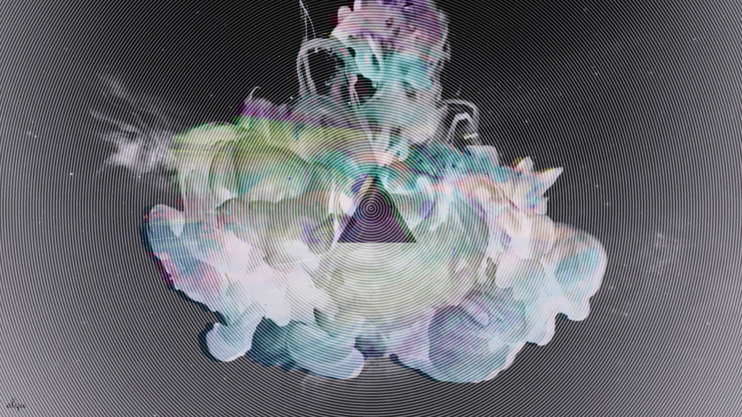 Free download wallpaper Motley, Triangle, Abstract, Smoke, Multicolored on your PC desktop