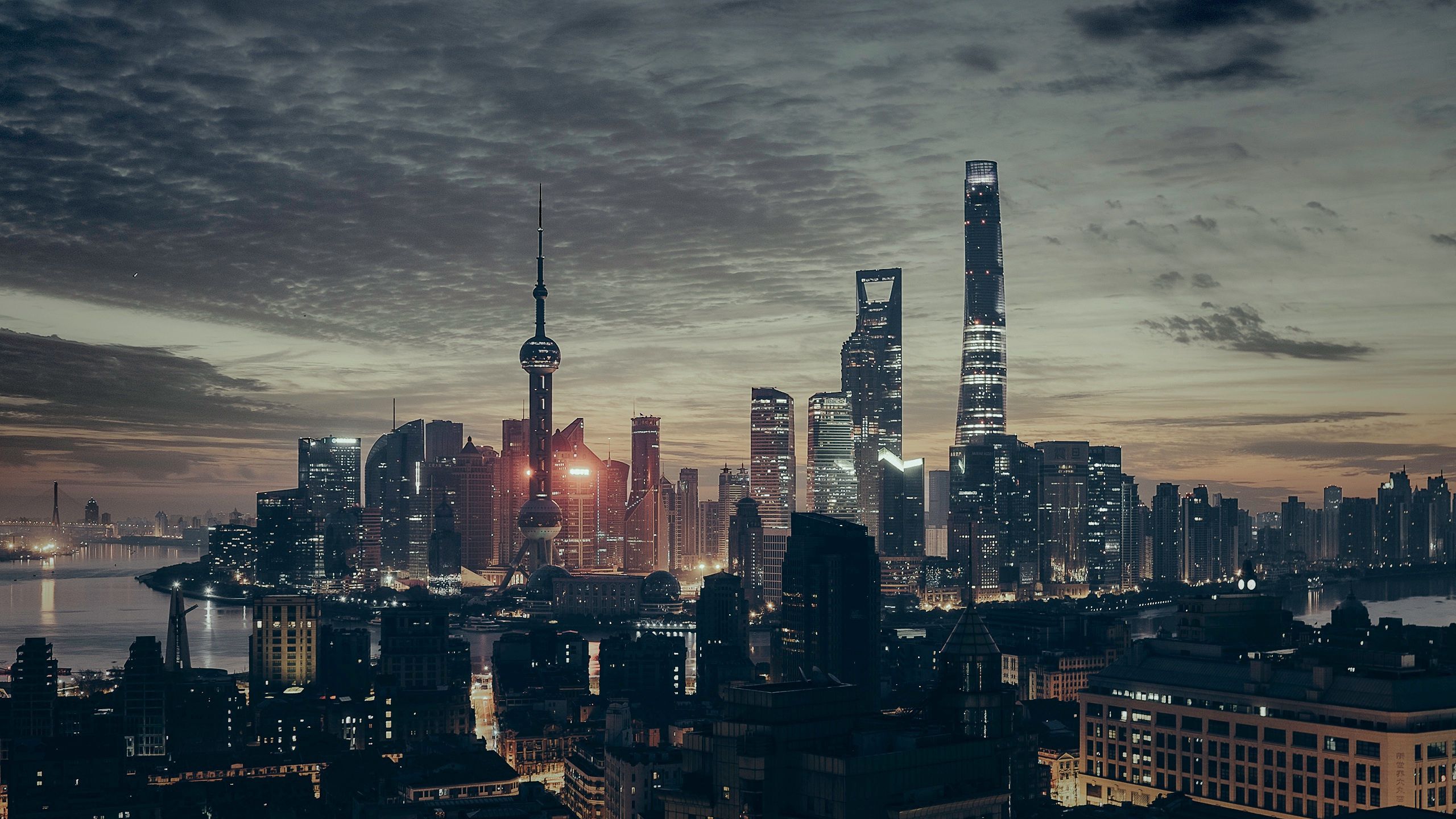 55584 télécharger le fond d'écran villes, nuit, gratte ciel, grattes ciels, panorama, chine, shanghaï, shanghai - économiseurs d'écran et images gratuitement