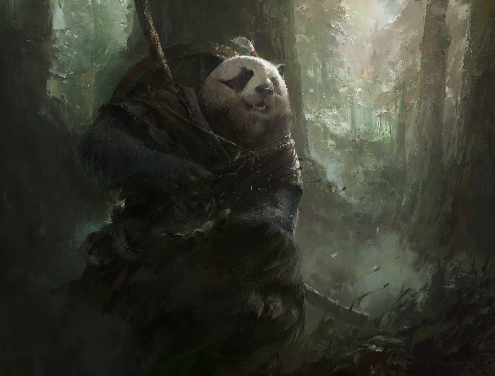 Laden Sie das Fantasie, Krieger, Panda-Bild kostenlos auf Ihren PC-Desktop herunter