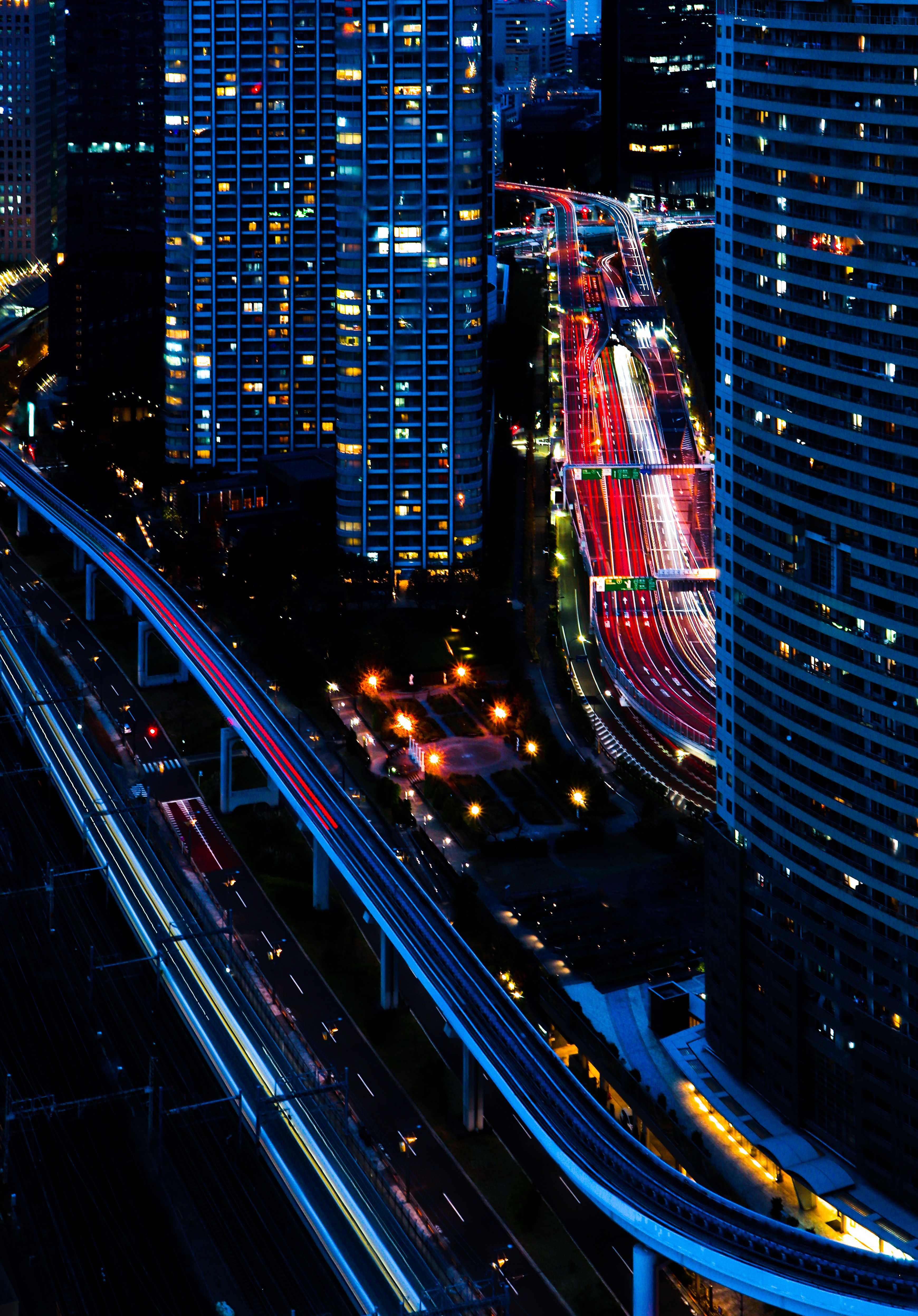Free HD roads, dark, night, cities, city, building, view from above