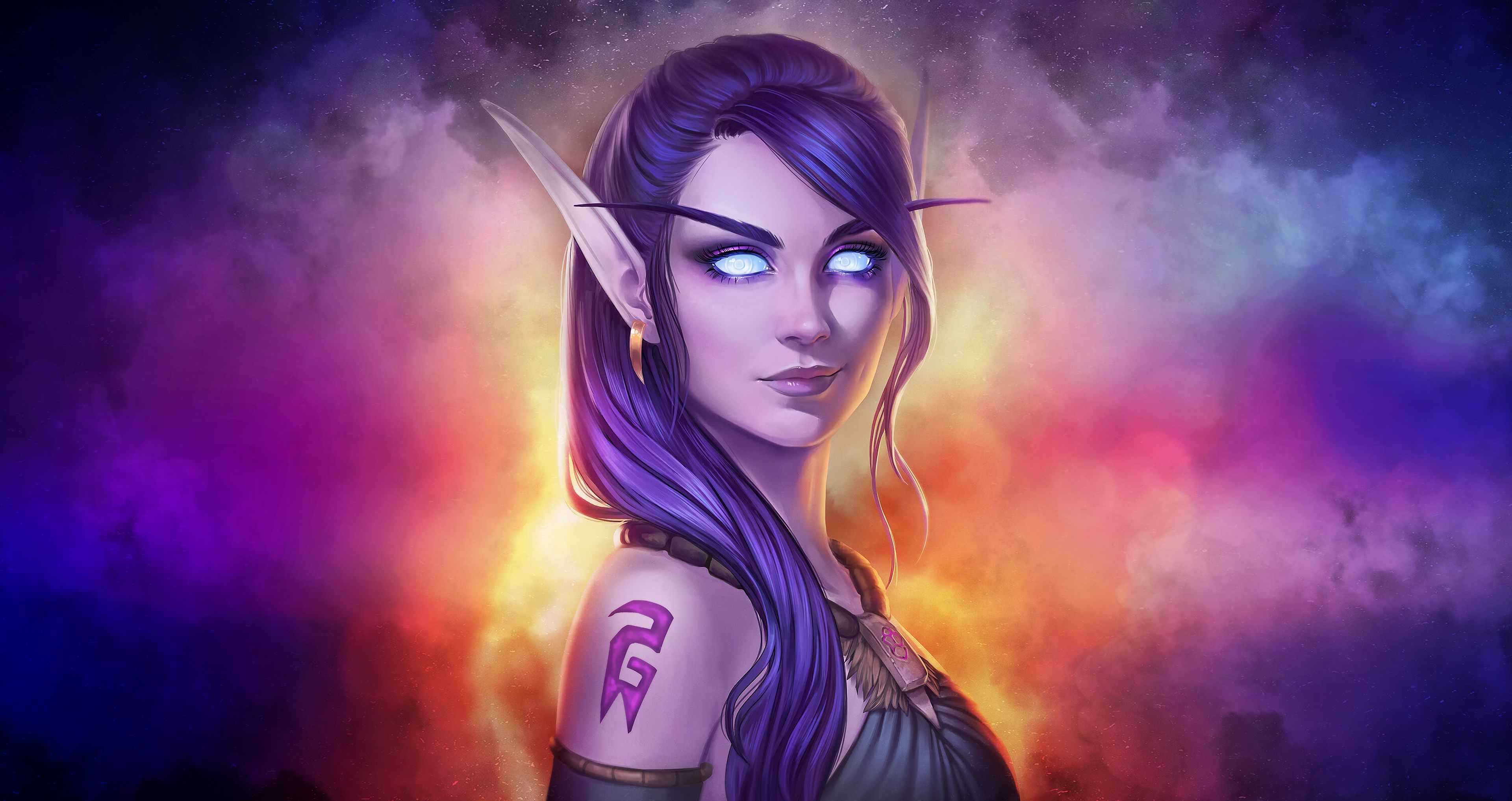 Free download wallpaper Fantasy, Tattoo, Elf, Pointed Ears on your PC desktop