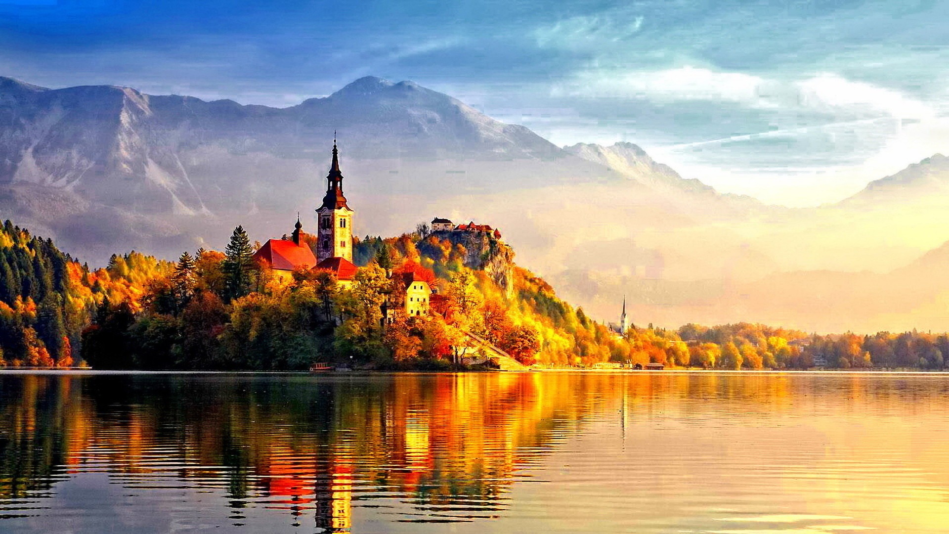lake bled, religious, assumption of mary church, fall