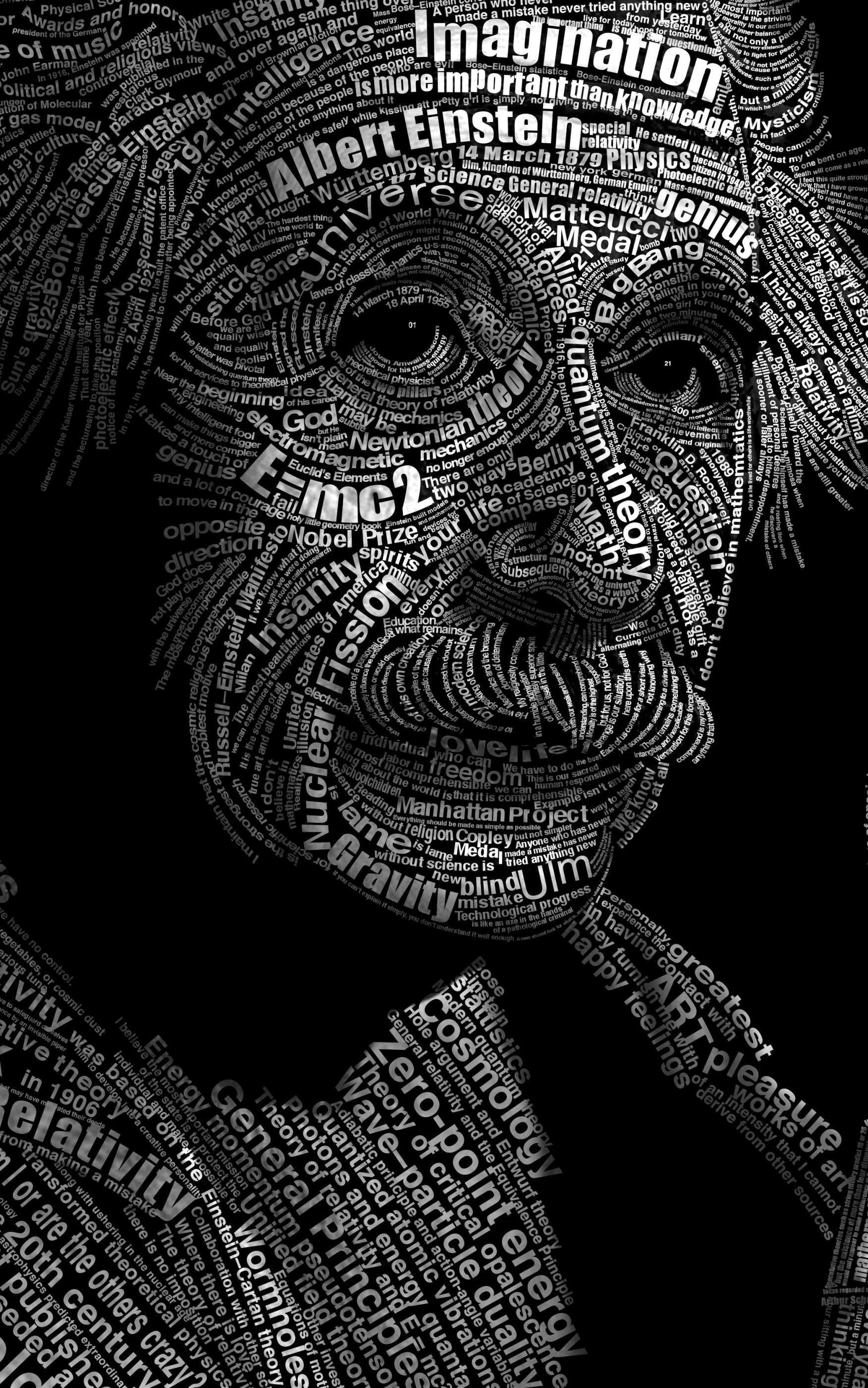 Téléchargez des papiers peints mobile Albert Einstein, Typographie, Texte, Célébrités gratuitement.