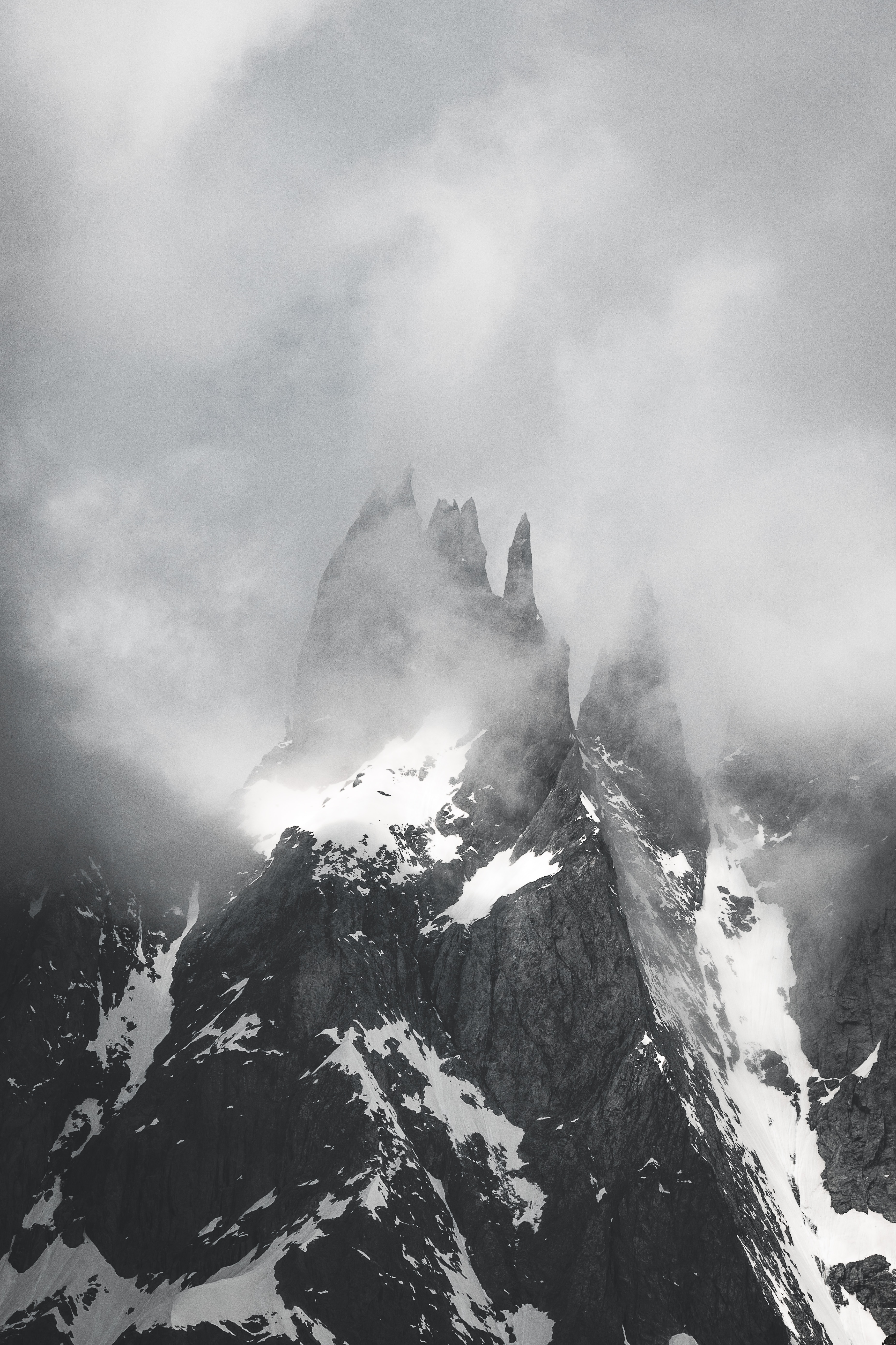 clouds, mountain, nature, snow, vertex, top Full HD