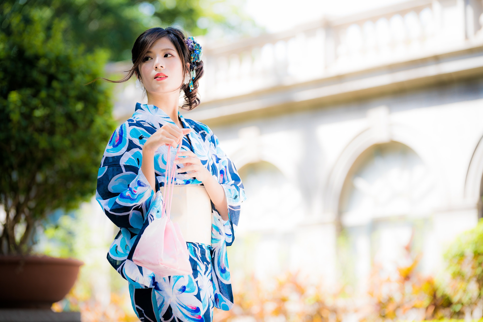 Free download wallpaper Kimono, Brunette, Model, Women, Asian, Depth Of Field on your PC desktop