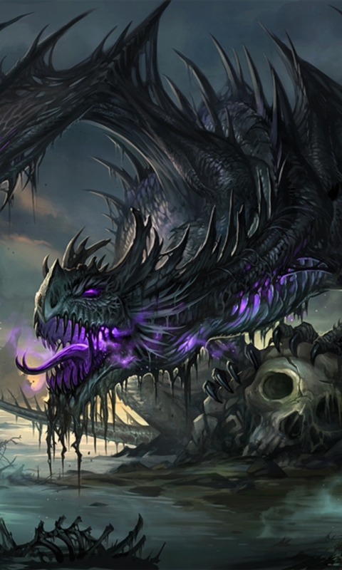 Download mobile wallpaper Fantasy, Dragon, Skull for free.