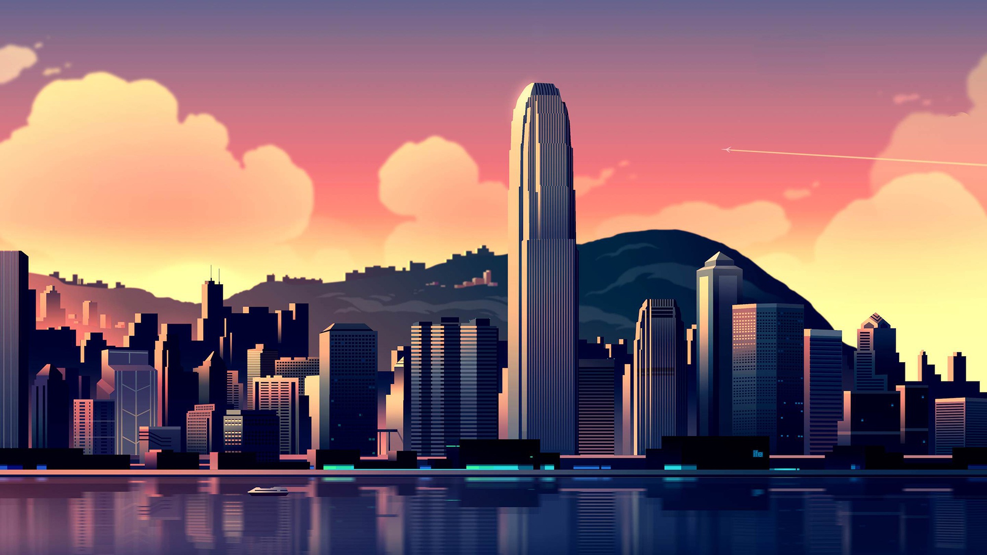 Free download wallpaper City, Skyscraper, Building, Artistic, Hong Kong on your PC desktop