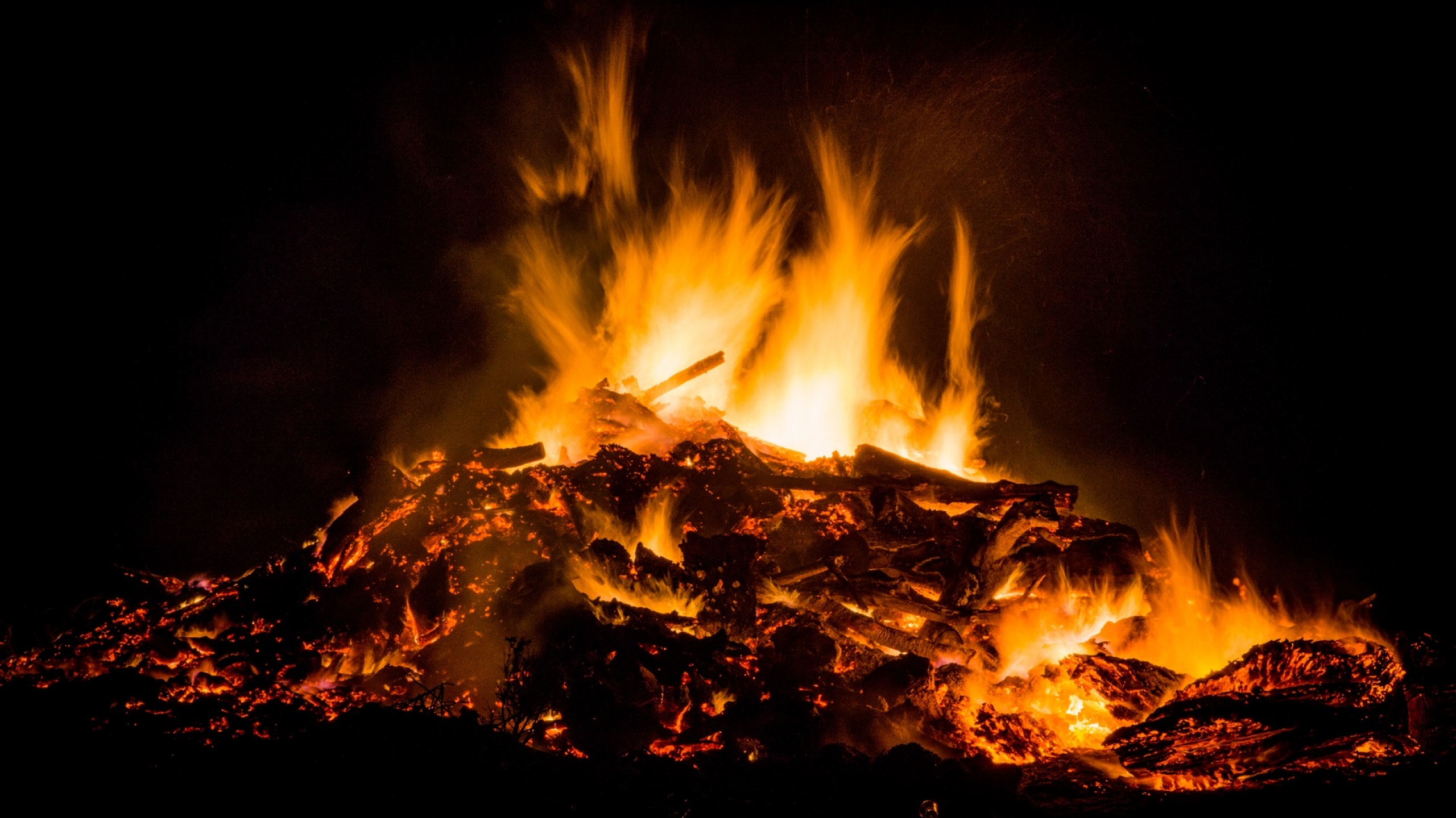 fire, photography, bonfire, log, night