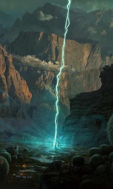 Download mobile wallpaper Landscape, Fantasy, Lightning for free.