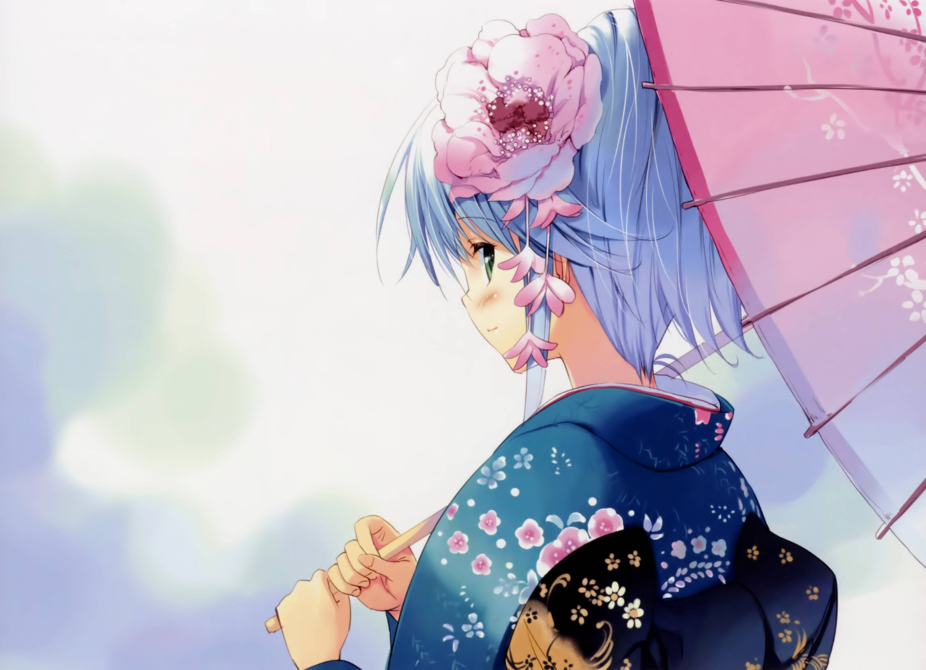 PCデスクトップに装飾, デコレーション, 花, 傘, 女の子, 日本製アニメ画像を無料でダウンロード
