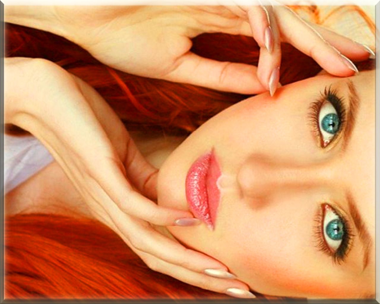 Download mobile wallpaper Redhead, Face, Model, Women, Green Eyes for free.
