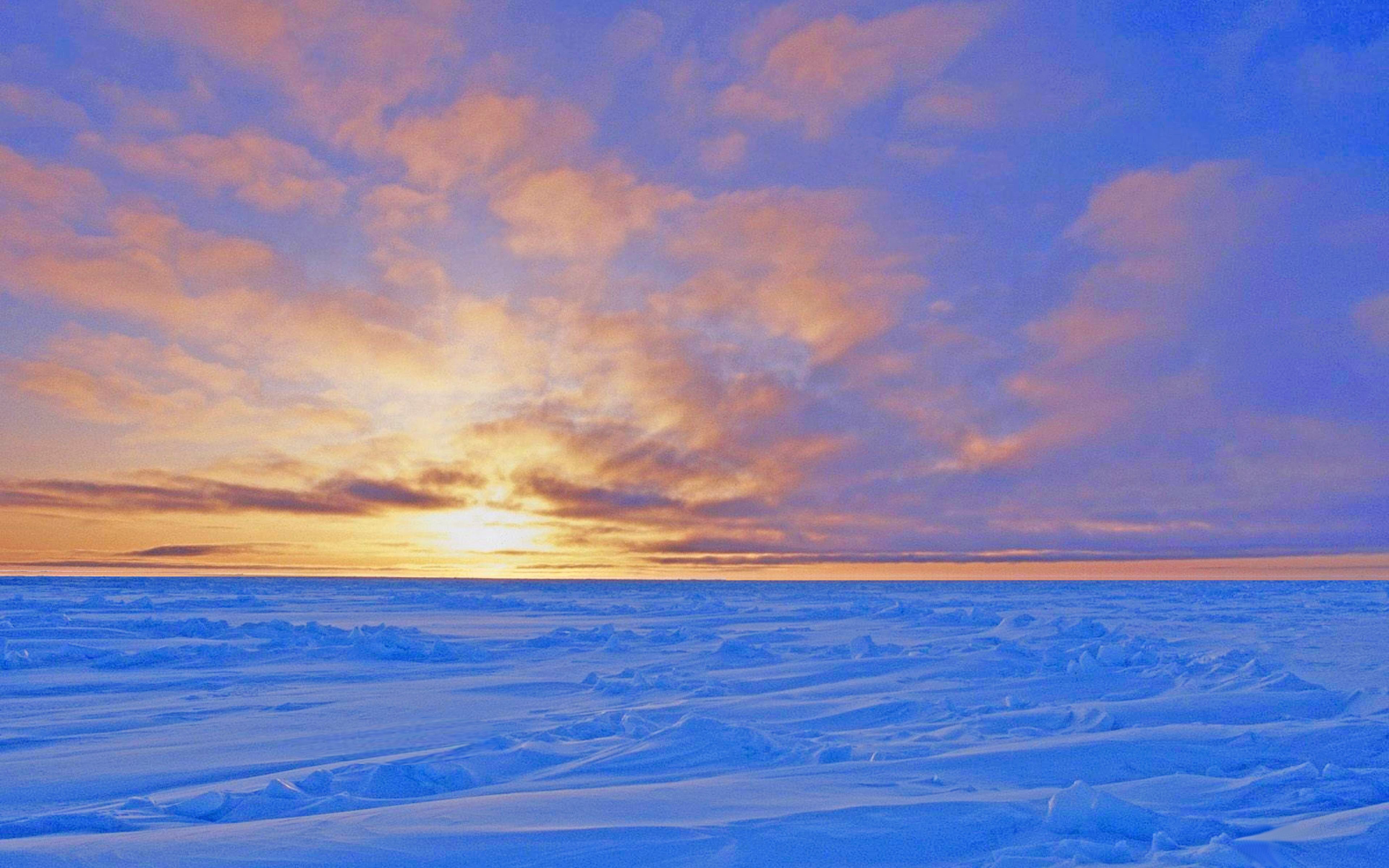 Download mobile wallpaper Winter, Snow, Horizon, Sunrise, Earth, Cloud for free.