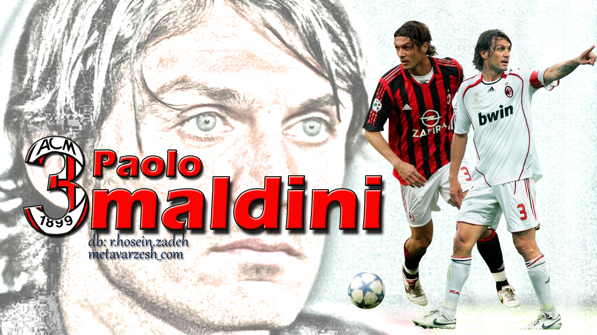 Téléchargez des papiers peints mobile Des Sports, Football, Ac Milan, Paolo Maldini gratuitement.