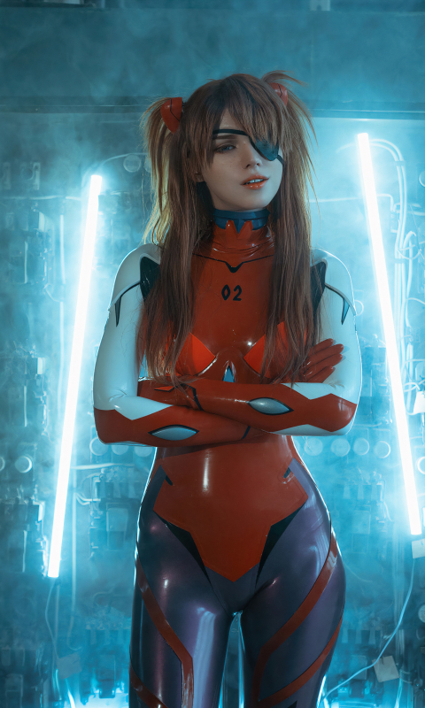 Download mobile wallpaper Women, Neon Genesis Evangelion, Asuka Langley Sohryu, Cosplay, Eye Patch for free.