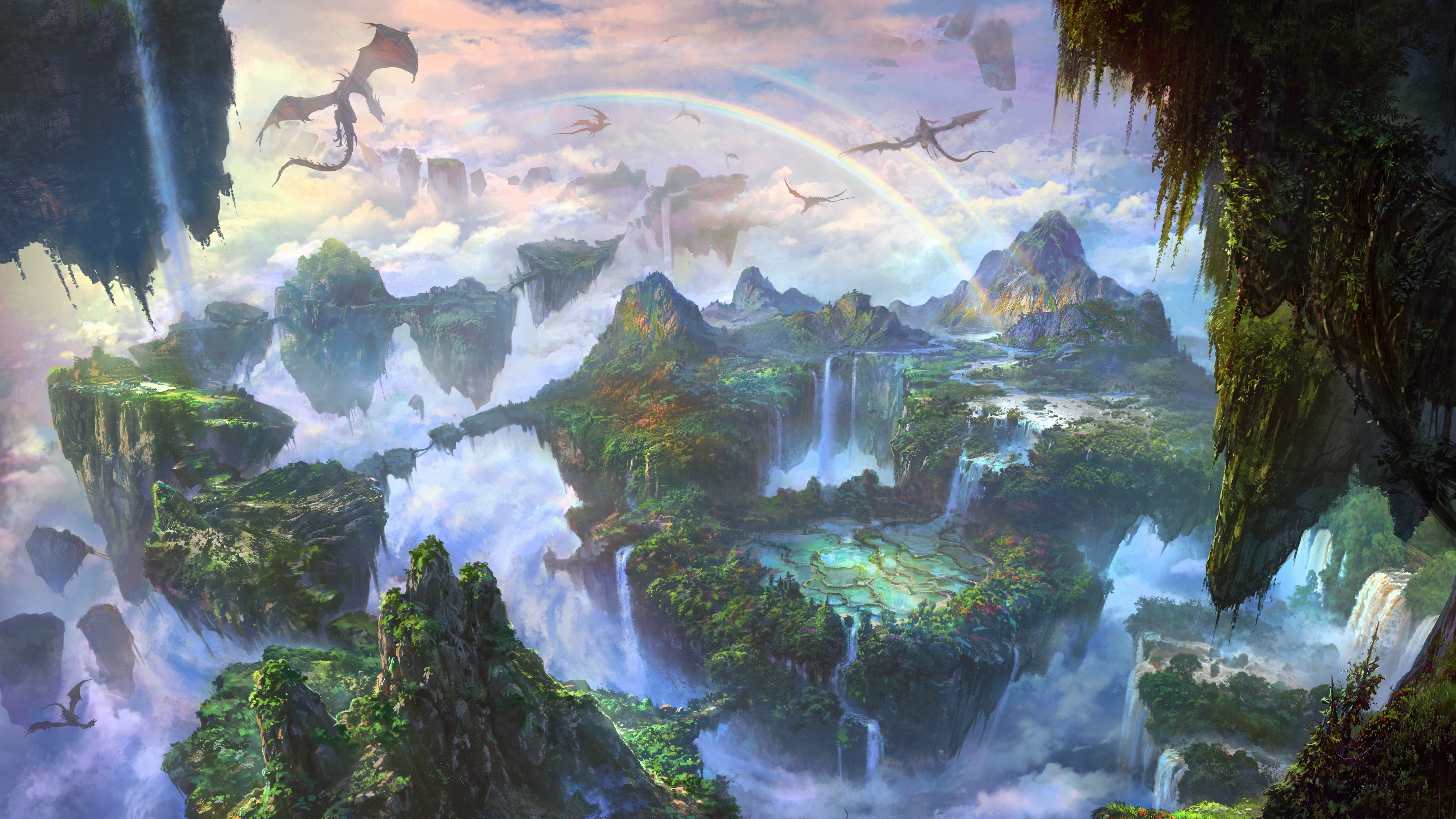 Laden Sie das Landschaft, Fantasie, Drachen-Bild kostenlos auf Ihren PC-Desktop herunter
