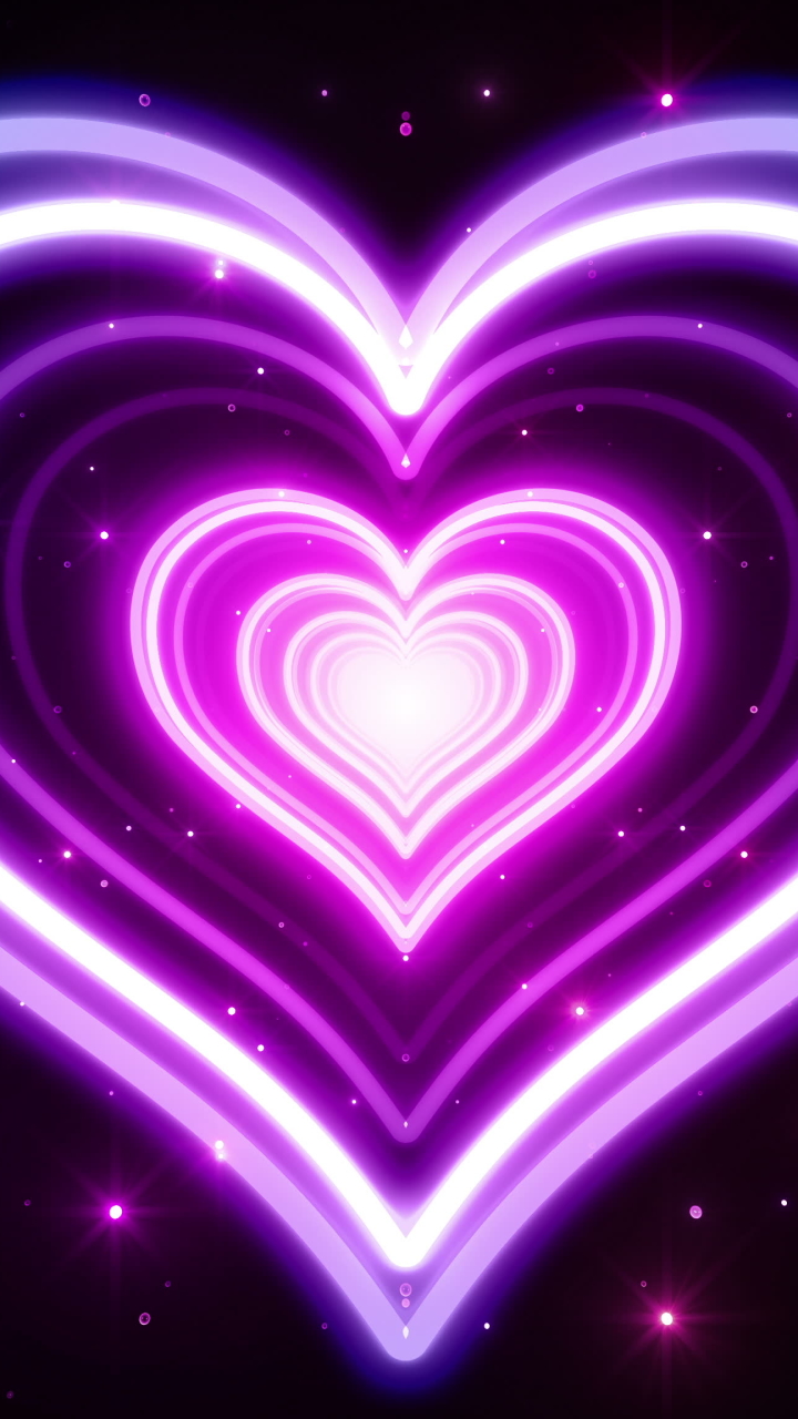 Скачать картинку Неон, Сердце, Пурпурный, Художественные в телефон бесплатно.