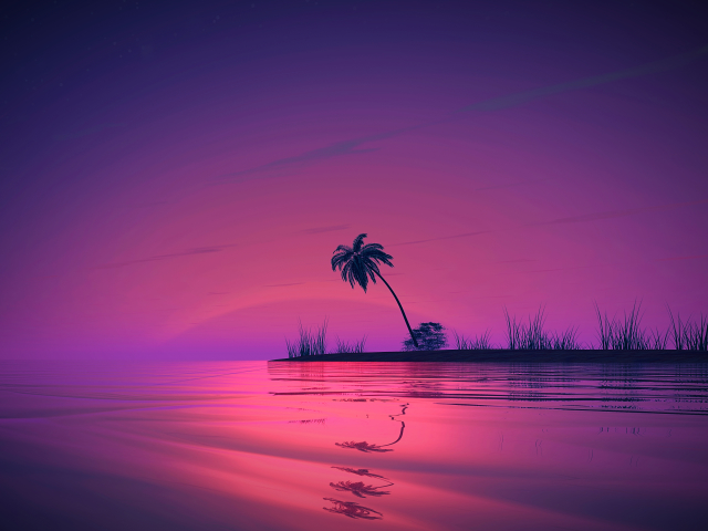 Download mobile wallpaper Landscape, Water, Sunset, Earth, Palm Tree for free.
