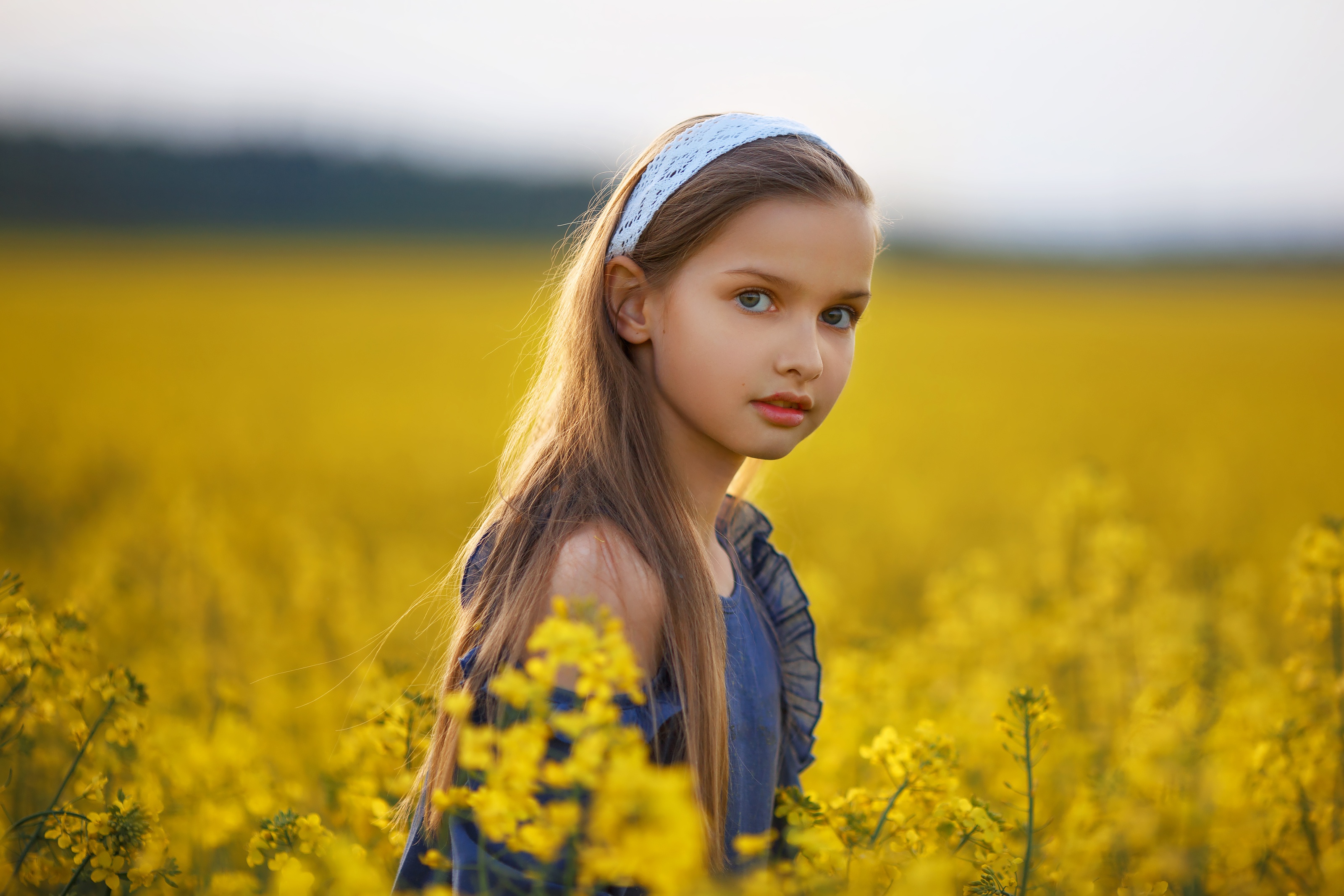 Download mobile wallpaper Summer, Child, Blonde, Photography, Little Girl, Rapeseed, Depth Of Field for free.