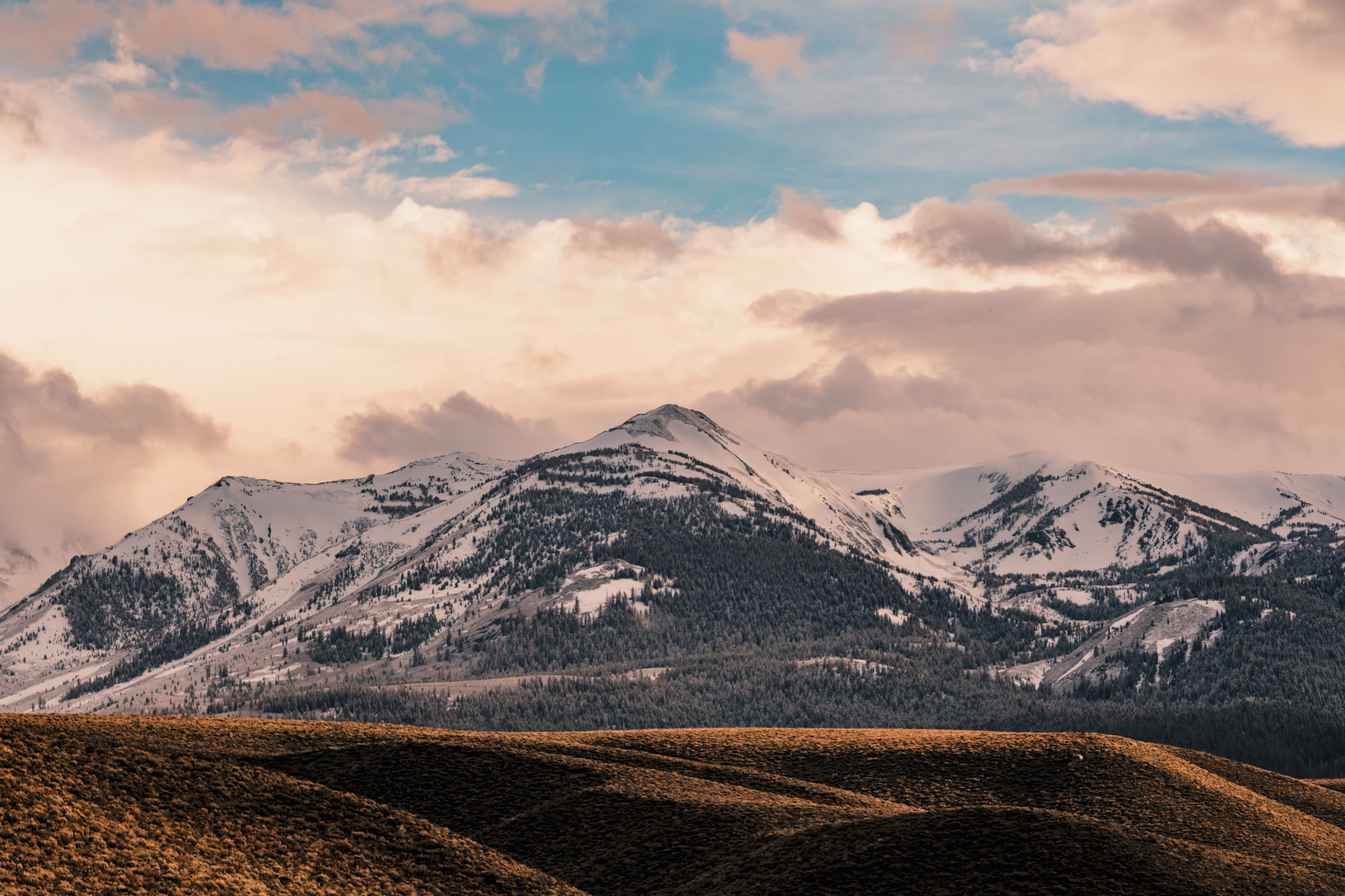 無料モバイル壁紙自然, 山脈, 雲, 雪, 丘, 風景をダウンロードします。