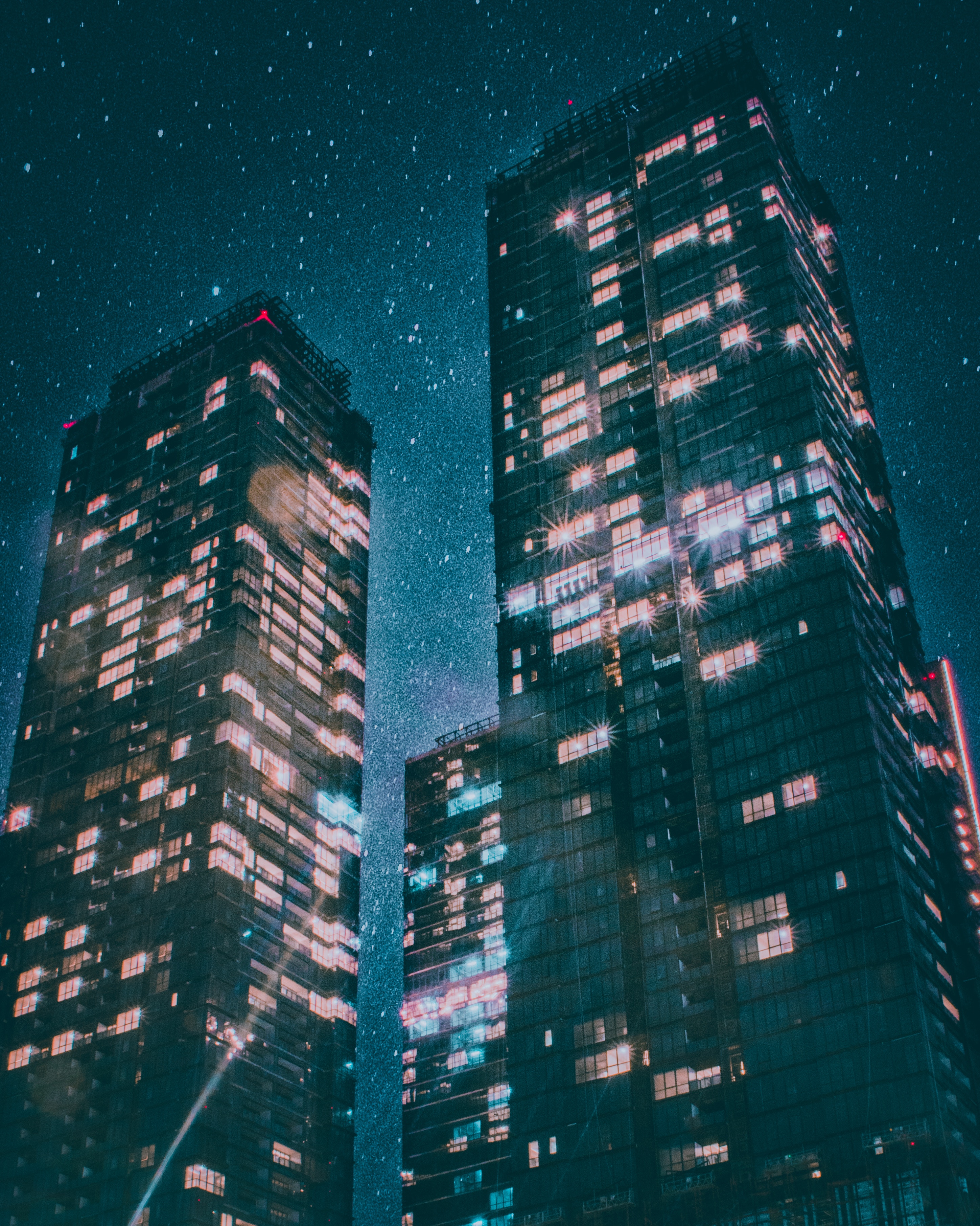 Download mobile wallpaper Building, Cities, Shine, Starry Sky, Brilliance, Night for free.